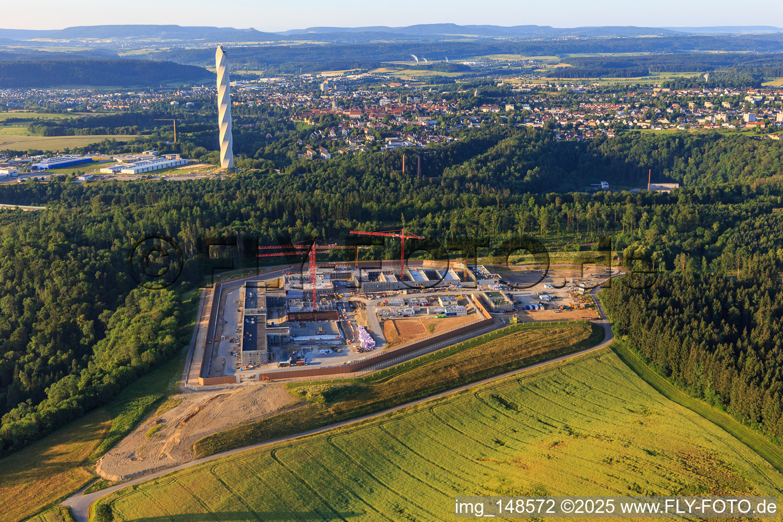 Vue oblique de Chantier de construction du nouvel établissement pénitentiaire Rottweil à Rottweil dans le département Bade-Wurtemberg, Allemagne