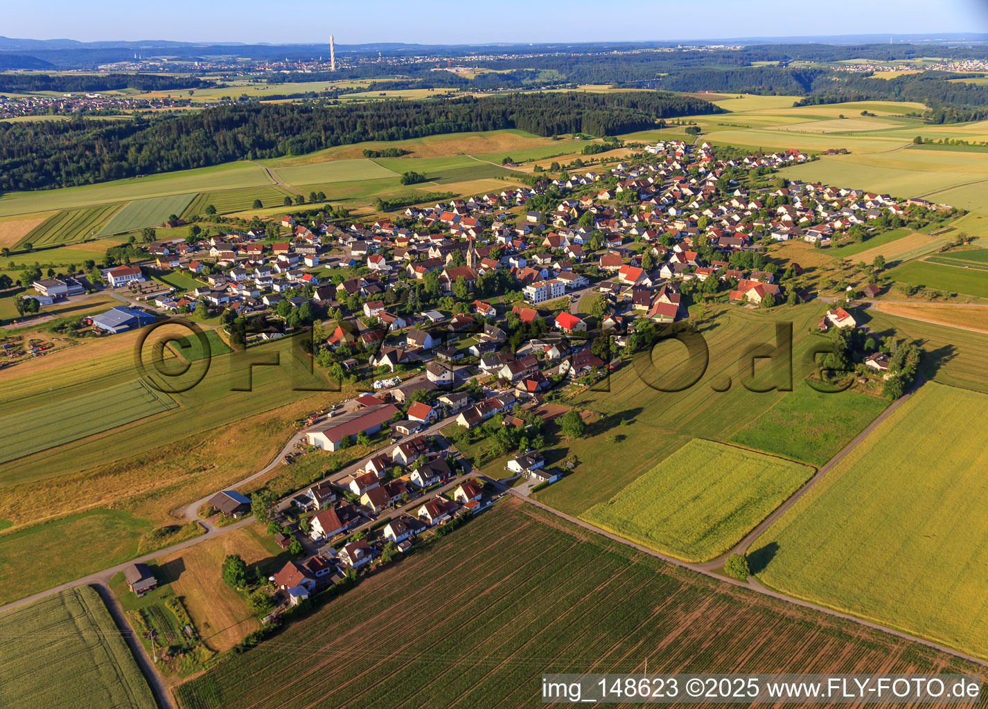 Vue aérienne de Vue du village depuis le nord à le quartier Irslingen in Dietingen dans le département Bade-Wurtemberg, Allemagne