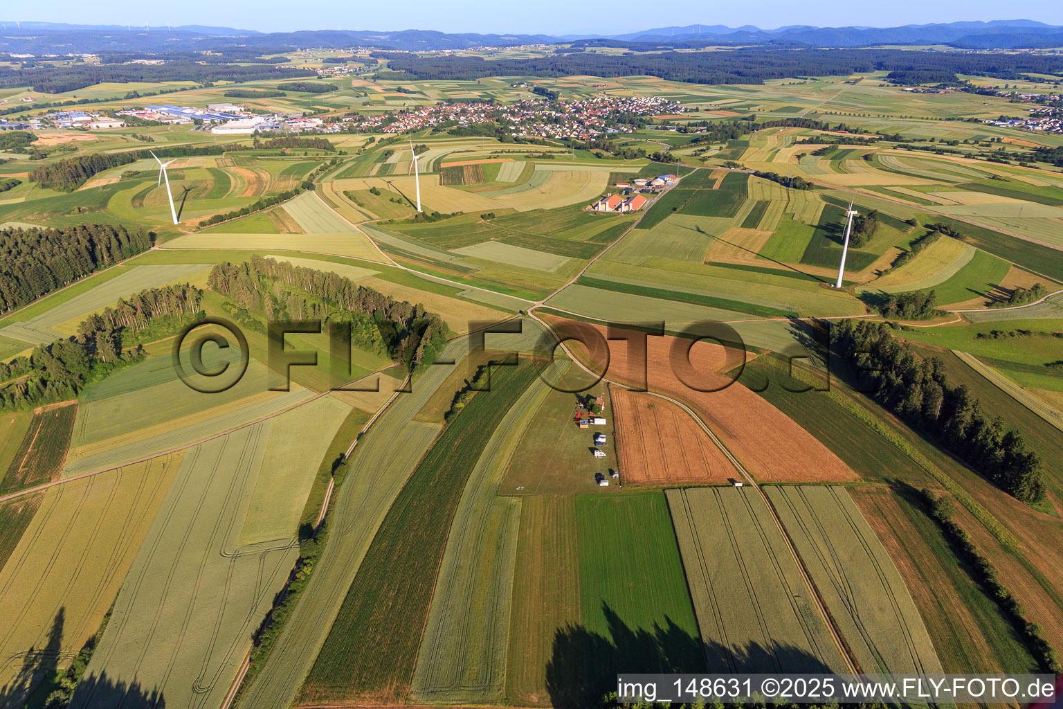 Vue aérienne de Site d'atterrissage spécial paramoteur à le quartier Waldmössingen in Schramberg dans le département Bade-Wurtemberg, Allemagne