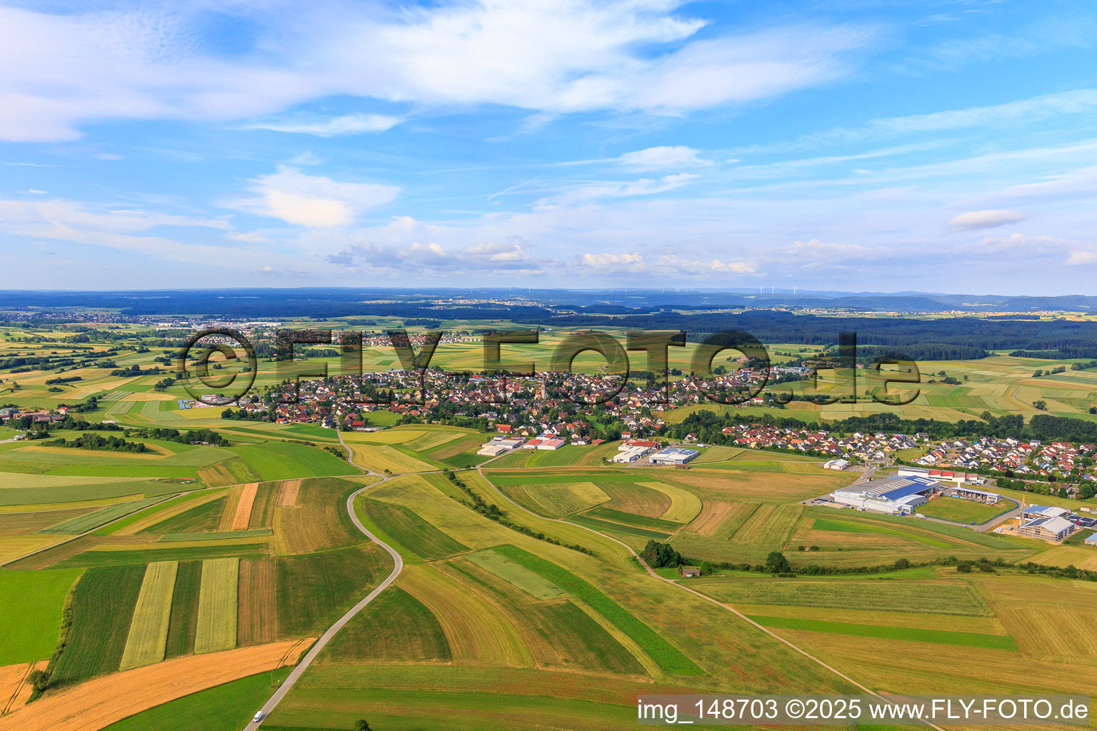 Photographie aérienne de Vue de la ville depuis l'est à le quartier Fluorn in Fluorn-Winzeln dans le département Bade-Wurtemberg, Allemagne