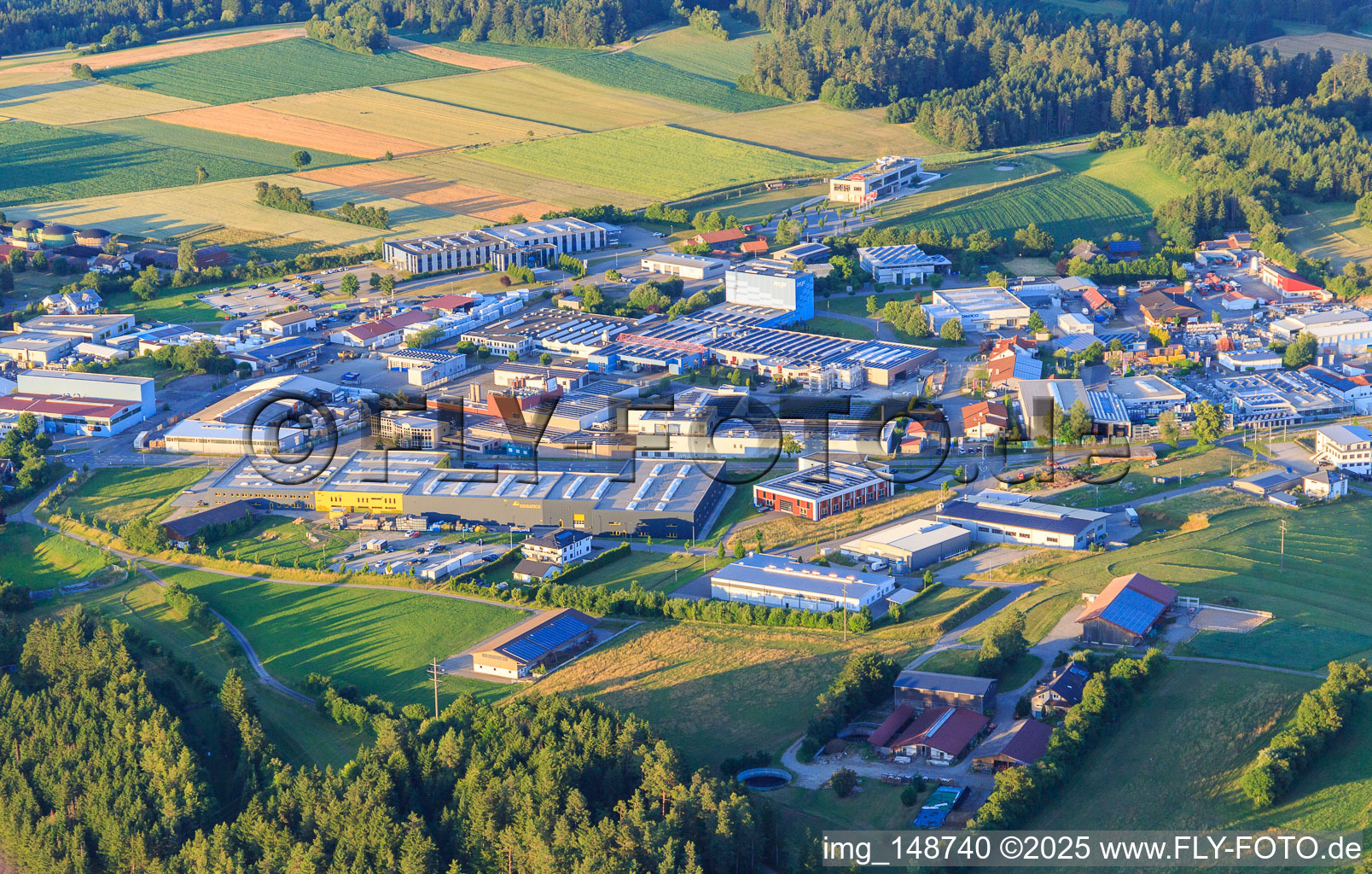 Vue aérienne de Zone industrielle de la Gewerbestraße avec Stein Automation GmbH & Co. KG, TOURATECH GmbH, Joh. Nép. Jerger GmbH & Co. KG et Stein Automation GmbH & Co. KG à Niedereschach dans le département Bade-Wurtemberg, Allemagne
