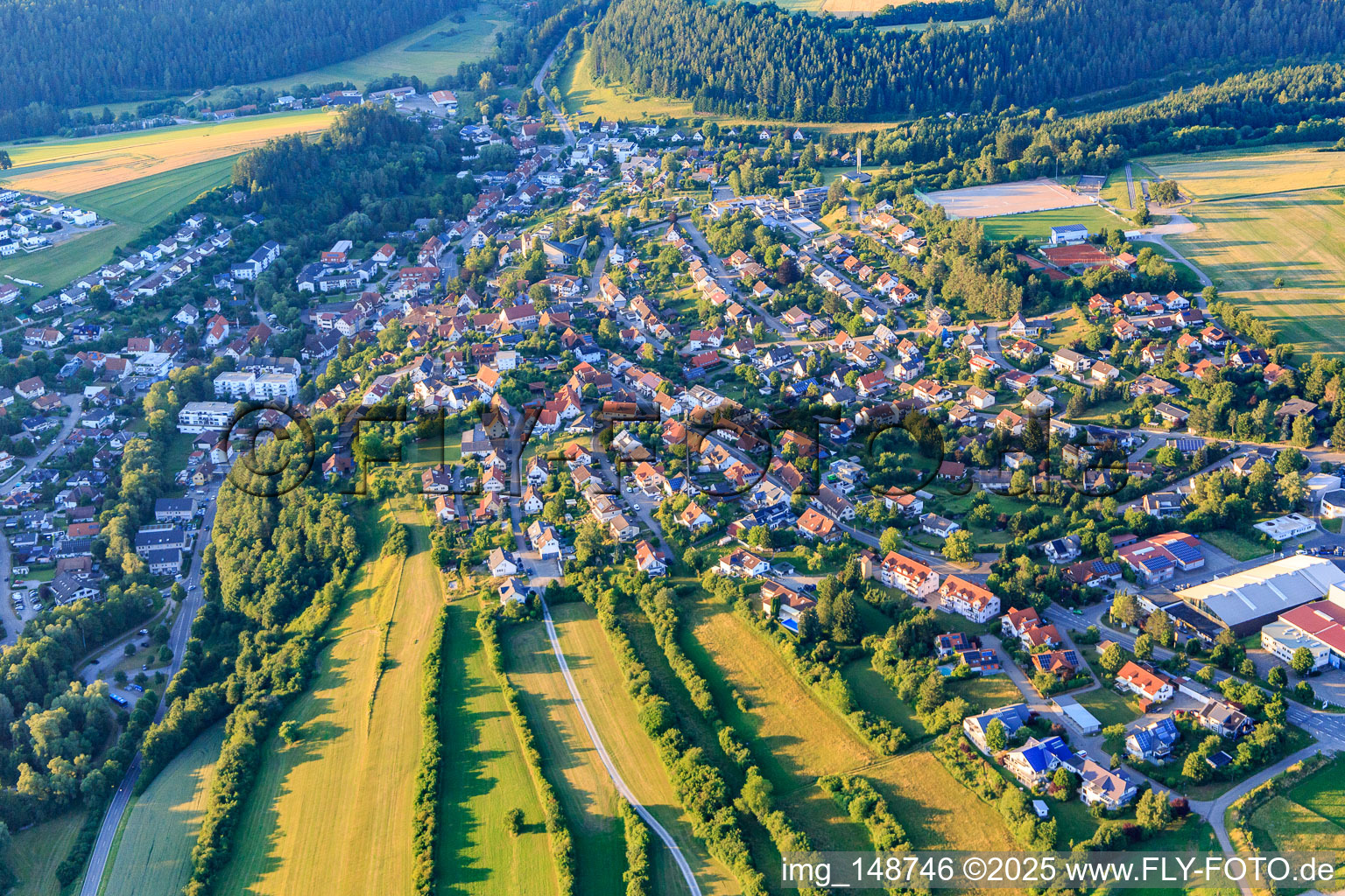 Vue aérienne de Vue d'ensemble de la ville depuis le sud à Niedereschach dans le département Bade-Wurtemberg, Allemagne
