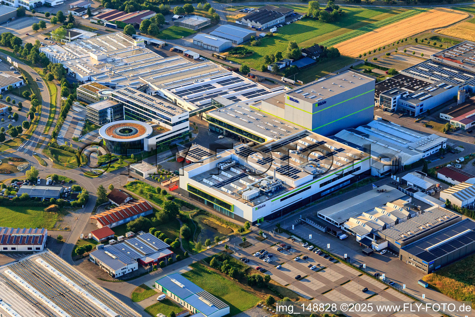 Vue aérienne de Parc industriel Heinrich-Blickle-Straße avec chefbeschlag GmbH, le groupe MAFU et Blickle Räder+Rollen GmbH u. Cie KG à Rosenfeld dans le département Bade-Wurtemberg, Allemagne