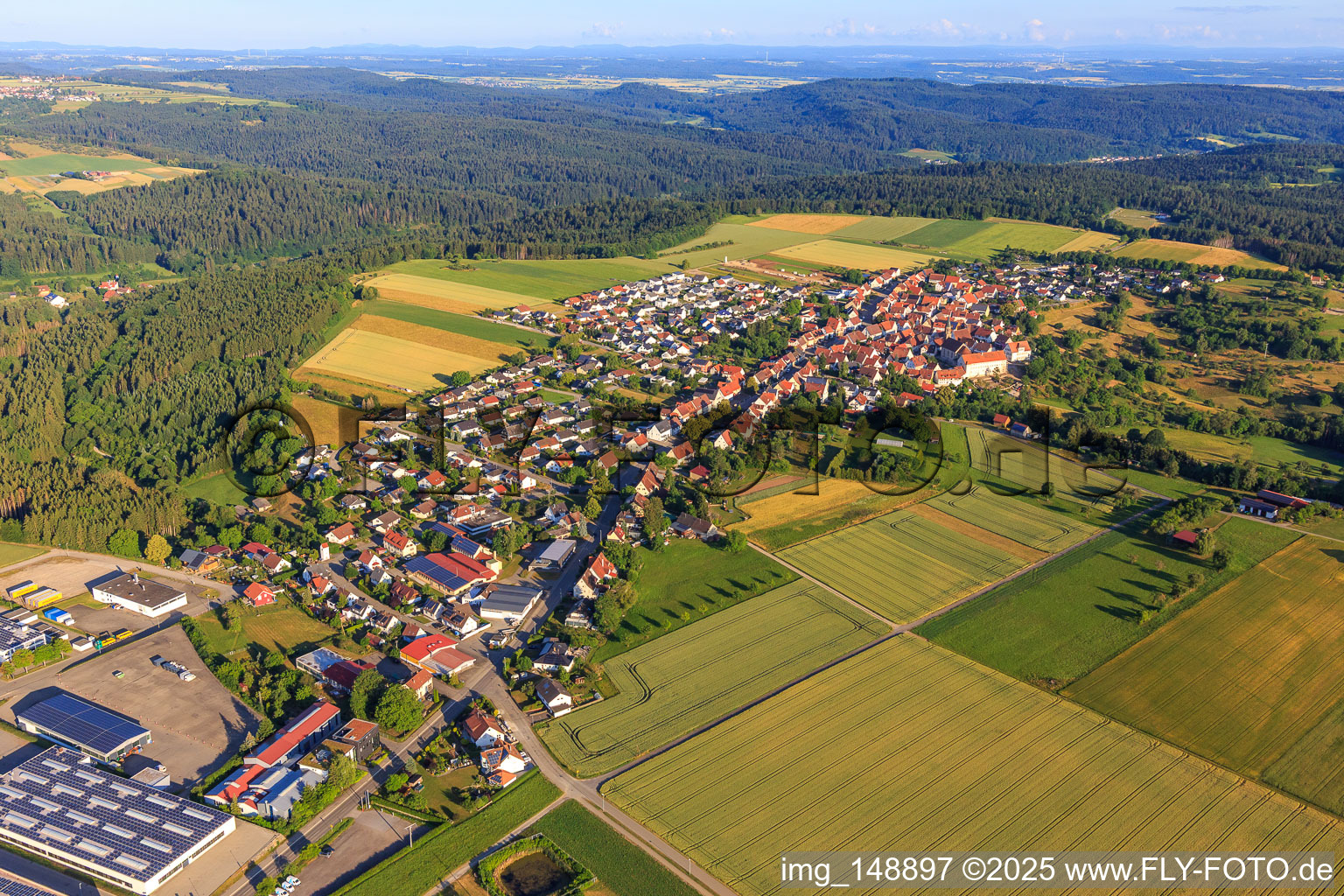 Vue aérienne de Vue d'ensemble de la ville depuis l'est à le quartier Binsdorf in Geislingen dans le département Bade-Wurtemberg, Allemagne