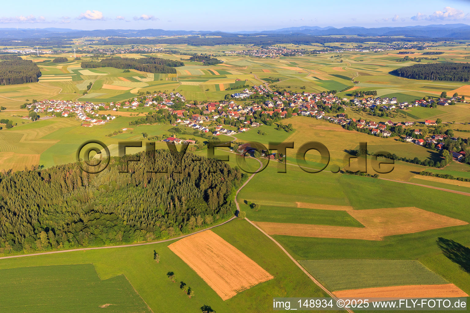 Vue aérienne de Vue du village depuis le sud-est à le quartier Beffendorf in Oberndorf am Neckar dans le département Bade-Wurtemberg, Allemagne