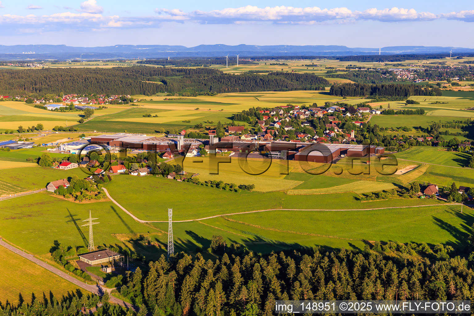 Vue aérienne de Vue du village depuis le nord avec GFV Verschlusstechnik GmbH & Co. KG, SAIER Verpackungstechnik GmbH & Co. KG et SAIER Group à le quartier Peterzell in Alpirsbach dans le département Bade-Wurtemberg, Allemagne
