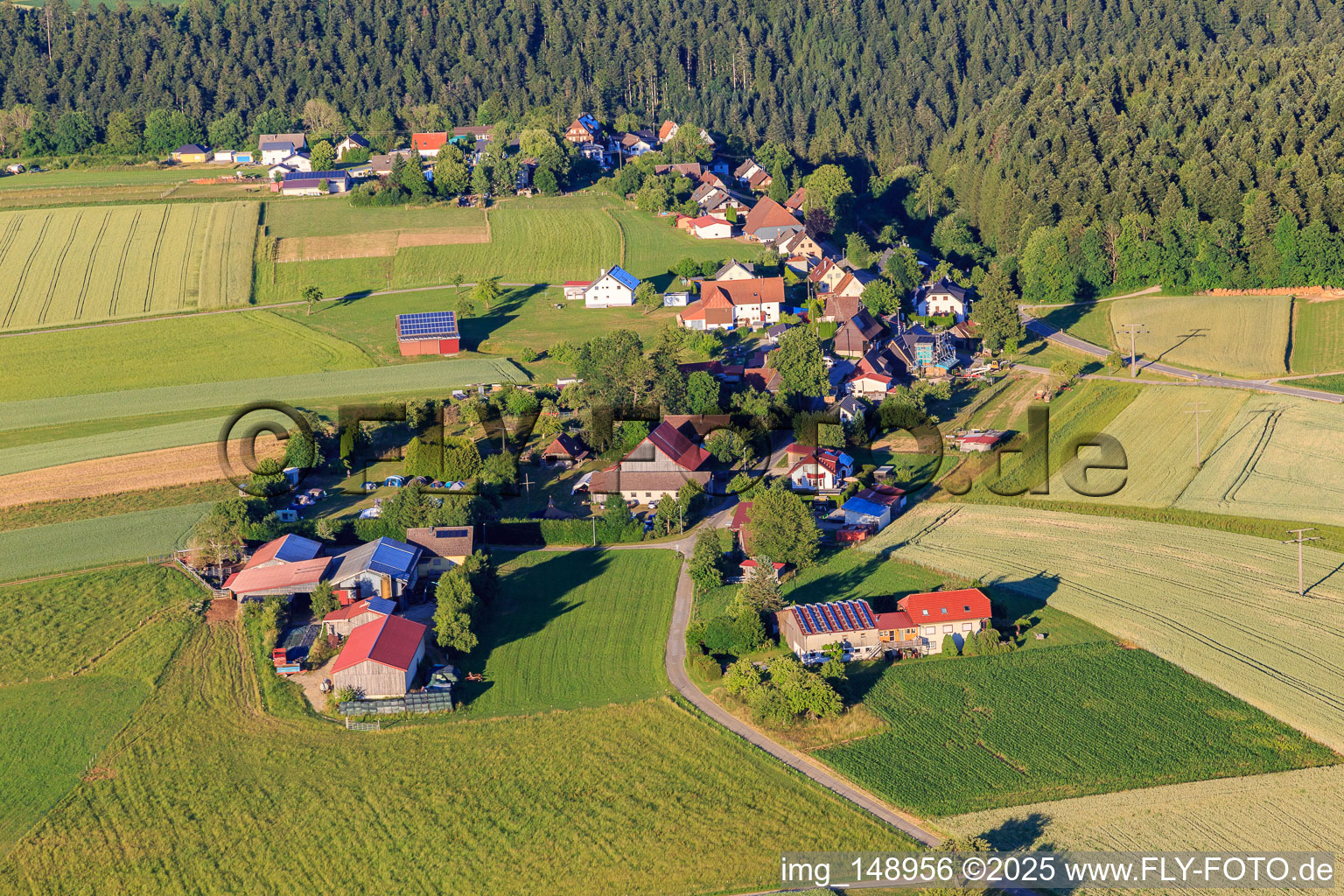 Vue aérienne de Vue du village depuis l'ouest à le quartier Busenweiler in Dornhan dans le département Bade-Wurtemberg, Allemagne