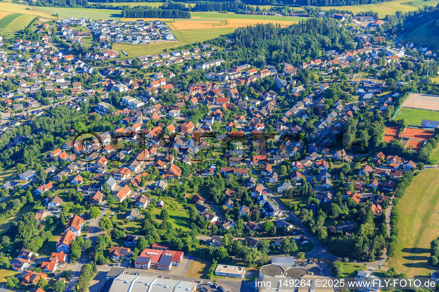Vue aérienne de Vue d'ensemble de la ville depuis le sud-est à Niedereschach dans le département Bade-Wurtemberg, Allemagne