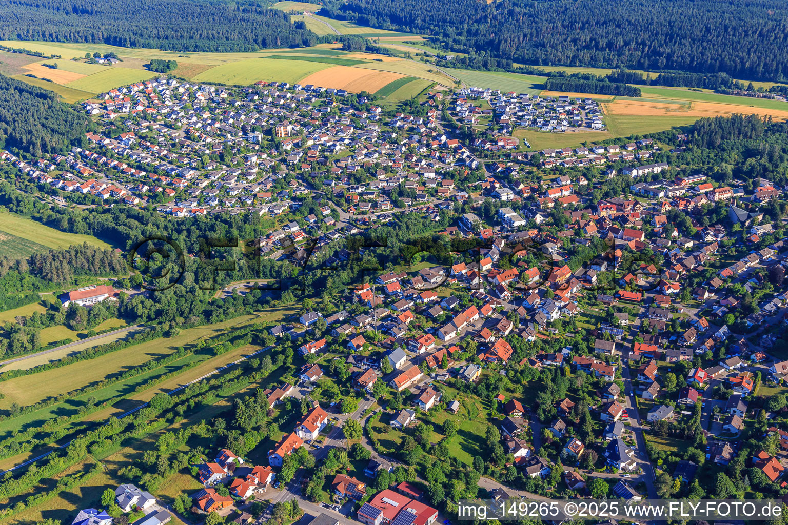 Vue aérienne de Vue d'ensemble de la ville depuis le sud-est à Niedereschach dans le département Bade-Wurtemberg, Allemagne