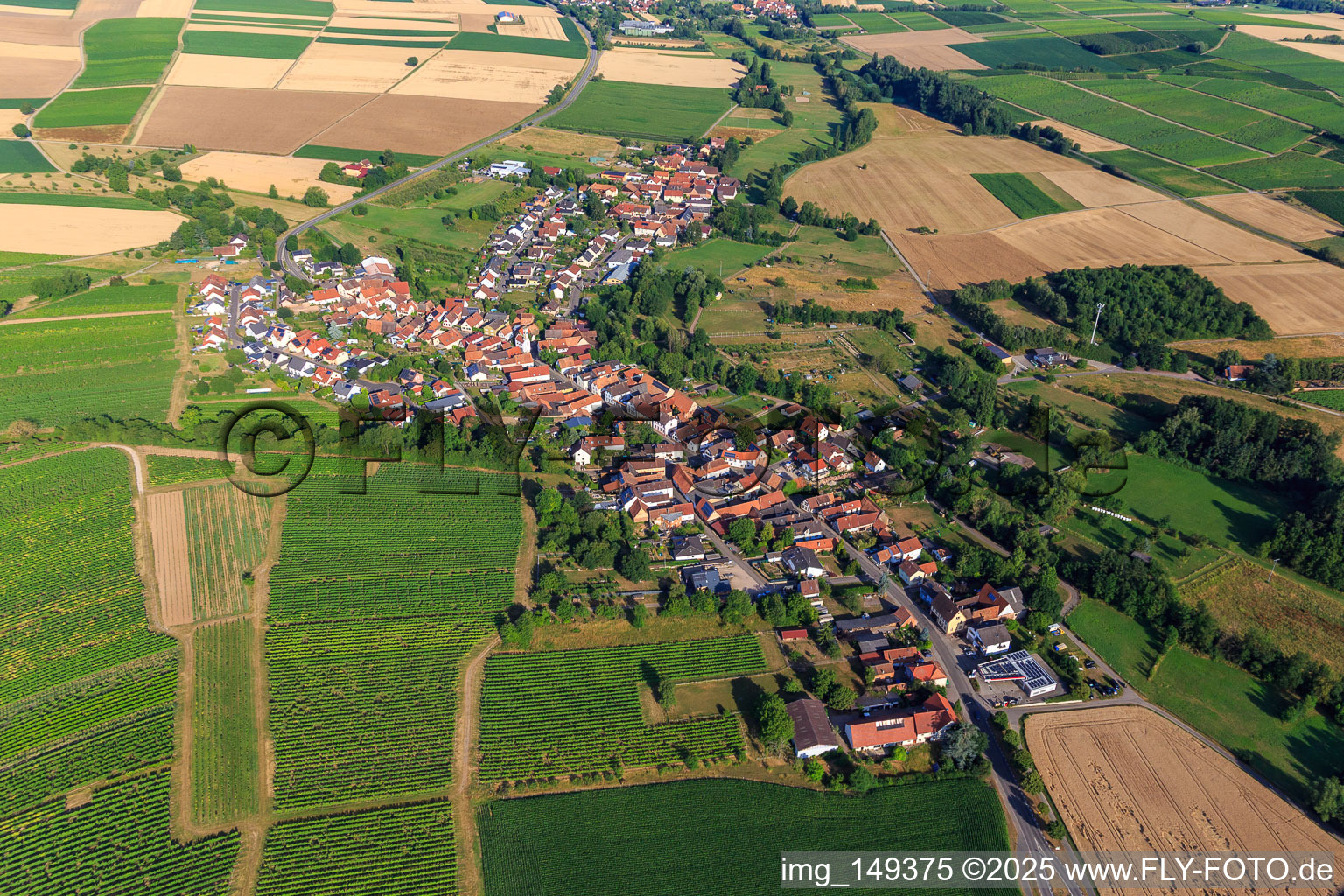 Vue aérienne de Vue du village depuis l'est à Oberhausen dans le département Rhénanie-Palatinat, Allemagne