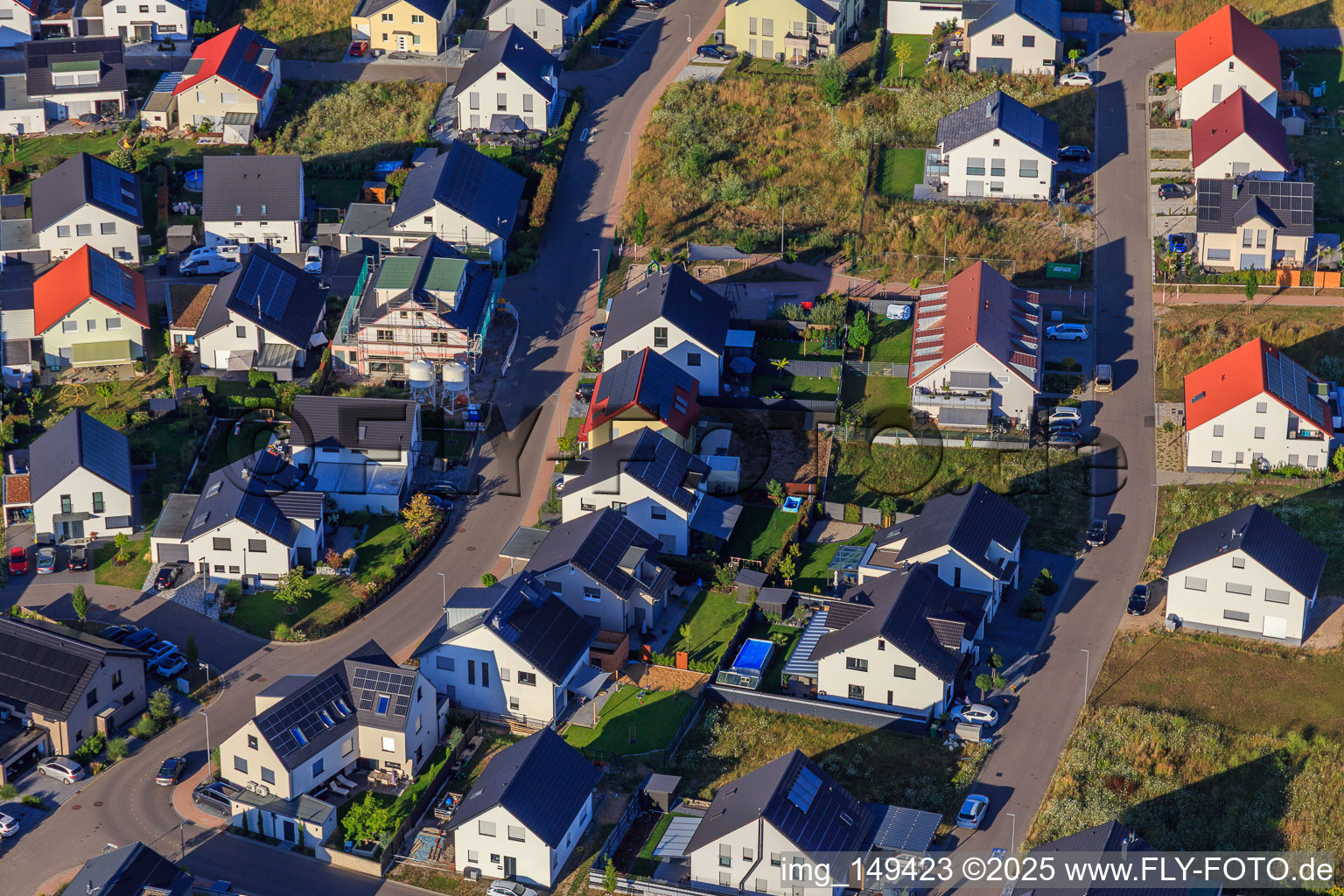 Vue aérienne de Chemin Violet, Chemin Rose à Kandel dans le département Rhénanie-Palatinat, Allemagne