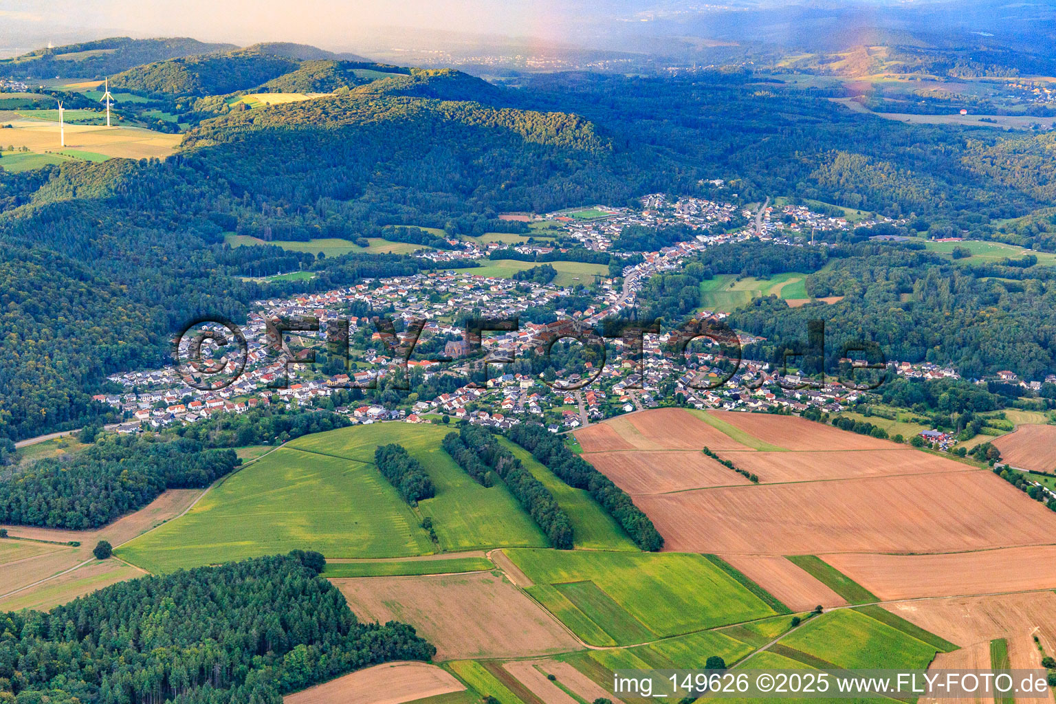 Vue aérienne de Du sud à le quartier Reimsbach in Beckingen dans le département Sarre, Allemagne