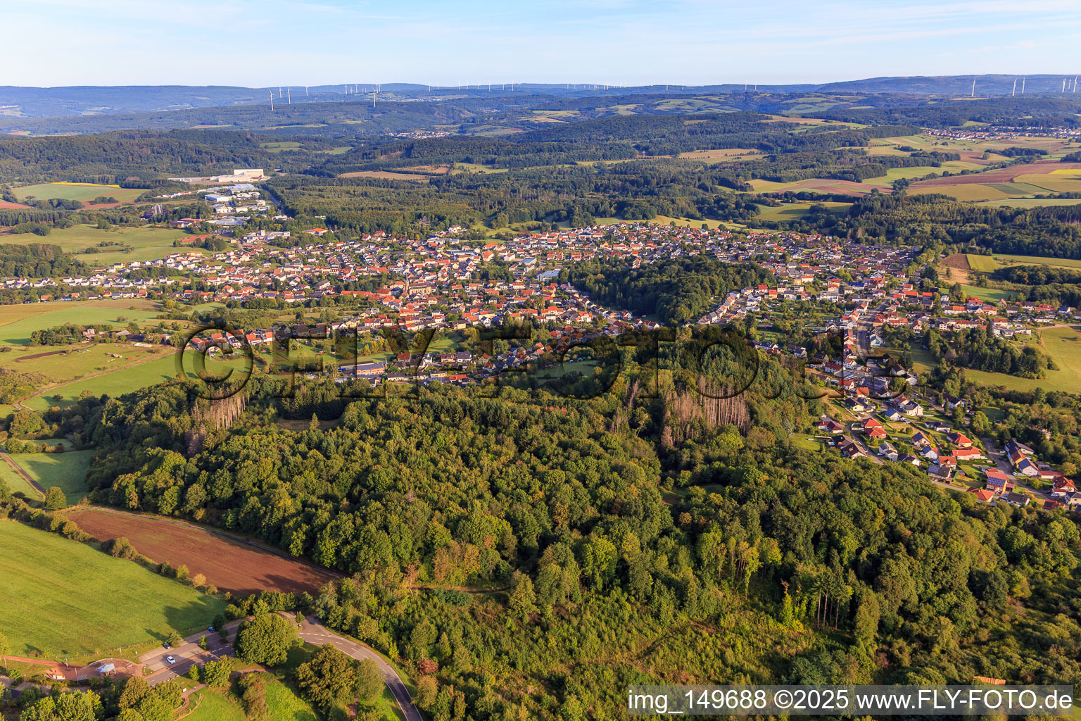 Vue aérienne de Du sud à le quartier Theley in Tholey dans le département Sarre, Allemagne