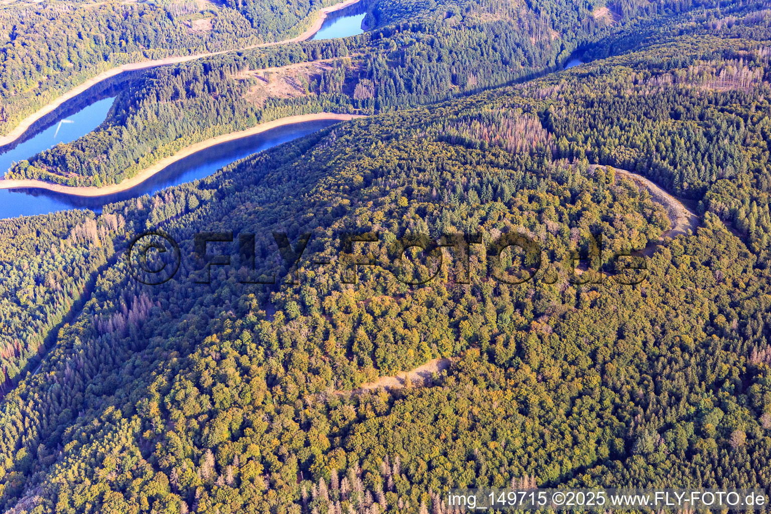 Vue aérienne de Mur d'anneau celtique "Hunnenring" Otzenhausen à le quartier Otzenhausen in Nonnweiler dans le département Sarre, Allemagne