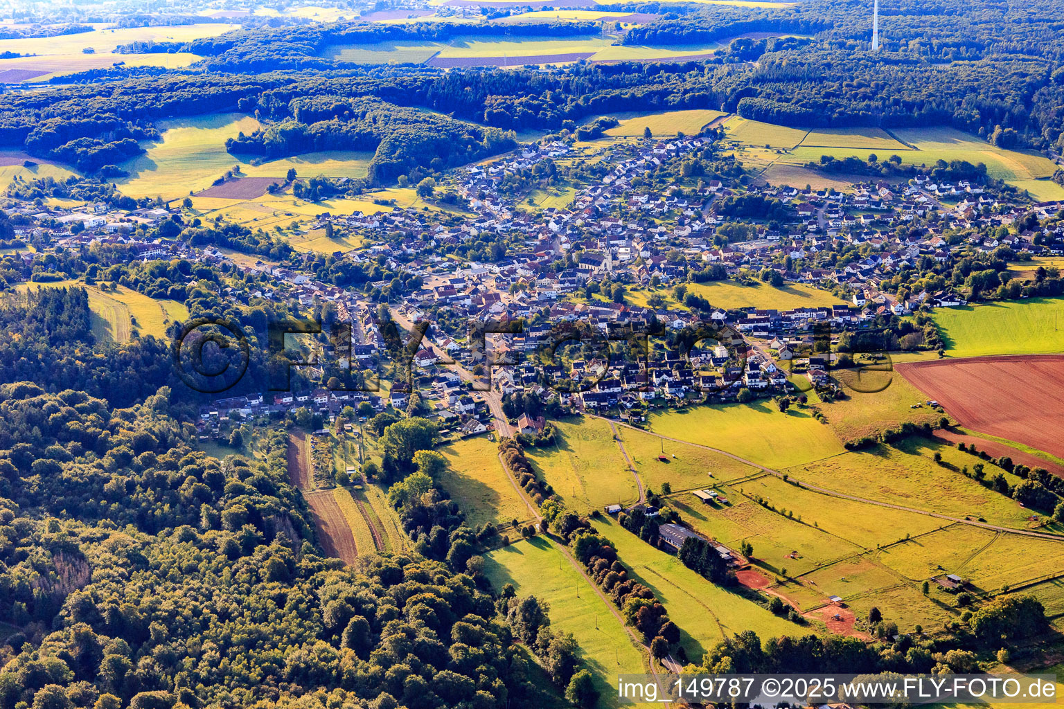 Vue aérienne de Du nord-ouest à le quartier Schwarzenholz in Saarwellingen dans le département Sarre, Allemagne