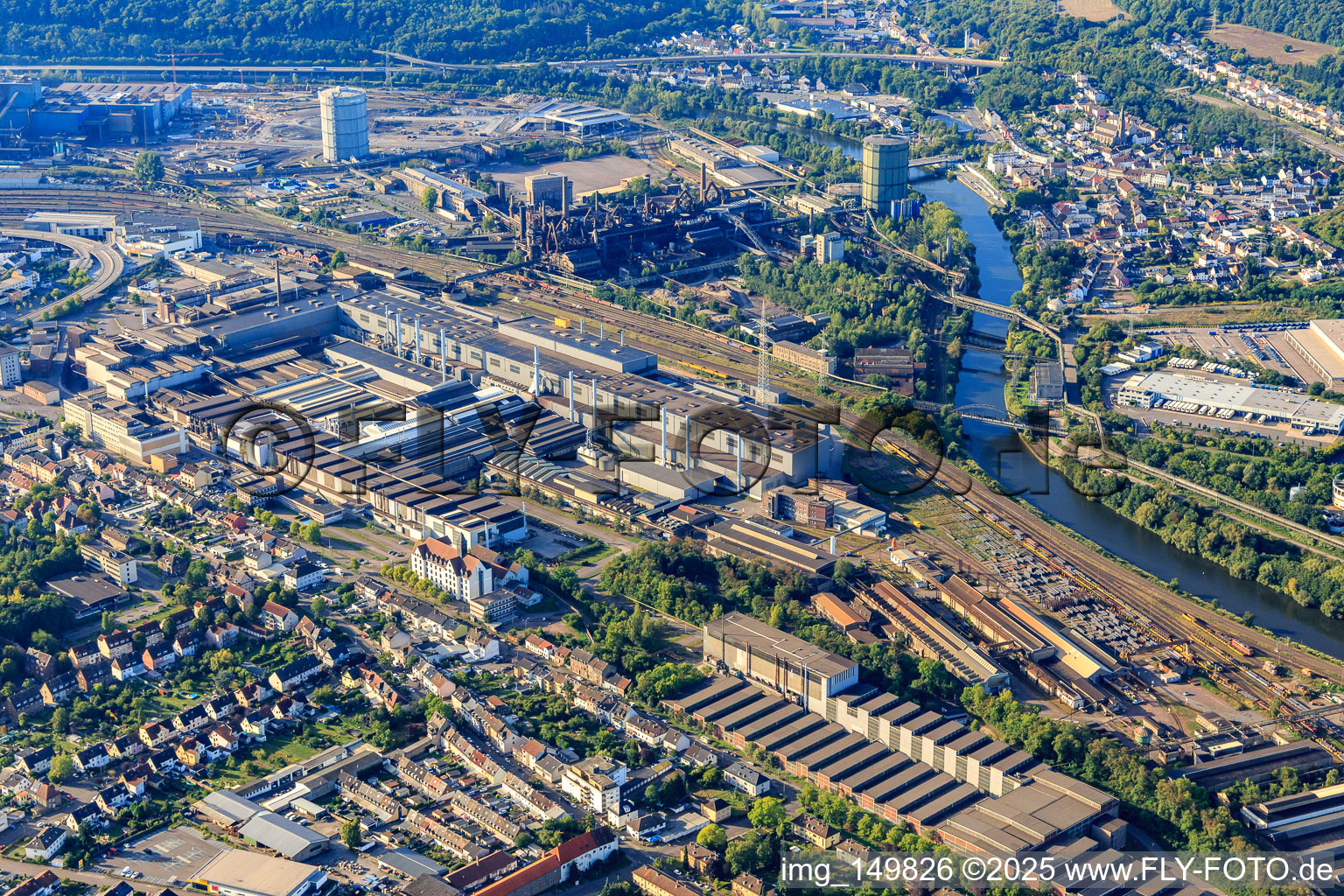 Vue aérienne de Saar-Bandstahl GmbH, Saarschmiede GmbH forgeage à matrice ouverte à Völklingen dans le département Sarre, Allemagne