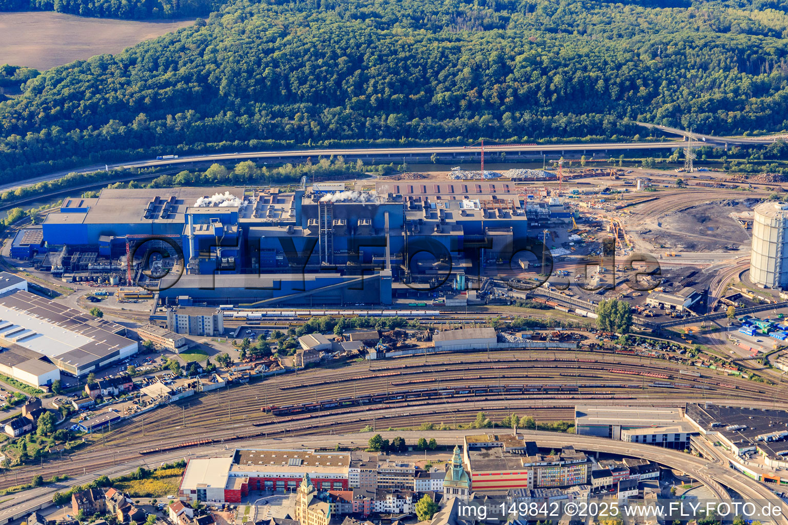Vue aérienne de Aciérie Saarstahl LD à Völklingen dans le département Sarre, Allemagne