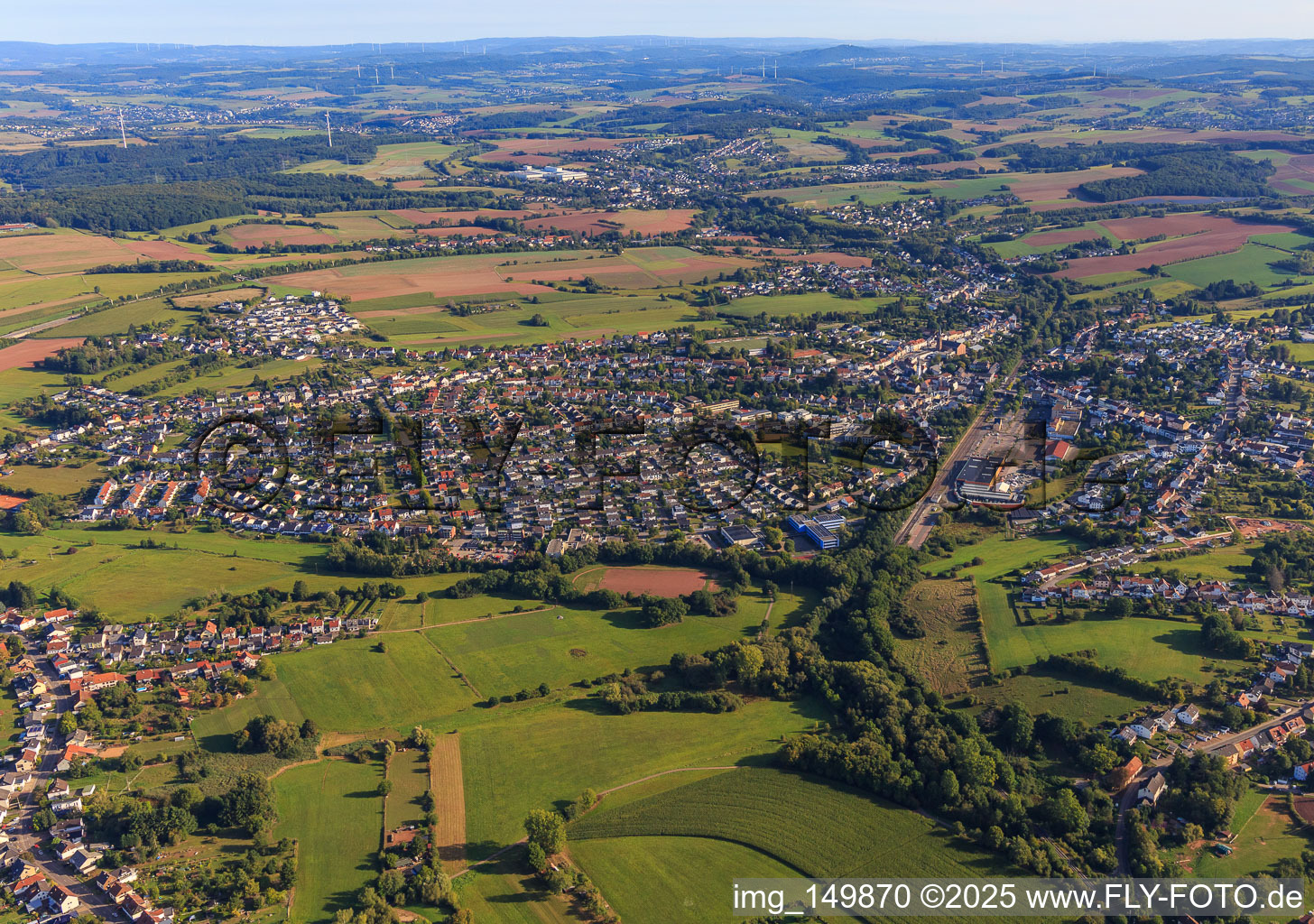 Vue aérienne de Du sud-ouest à Heusweiler dans le département Sarre, Allemagne