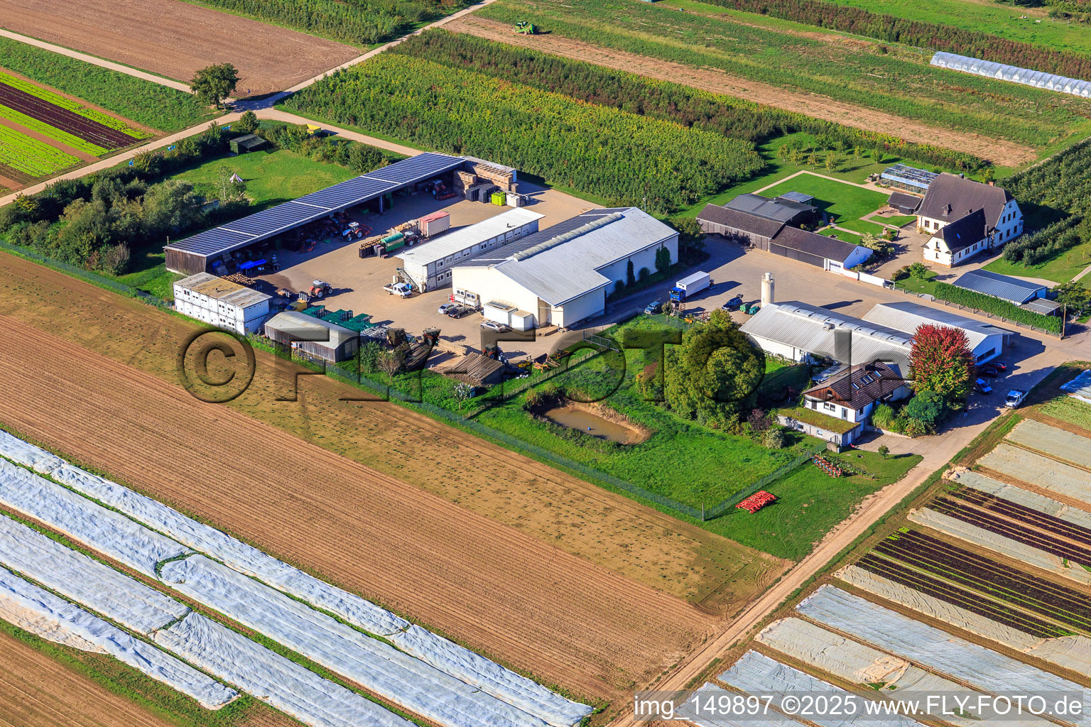 Jardin du fermier à Winden dans le département Rhénanie-Palatinat, Allemagne depuis l'avion