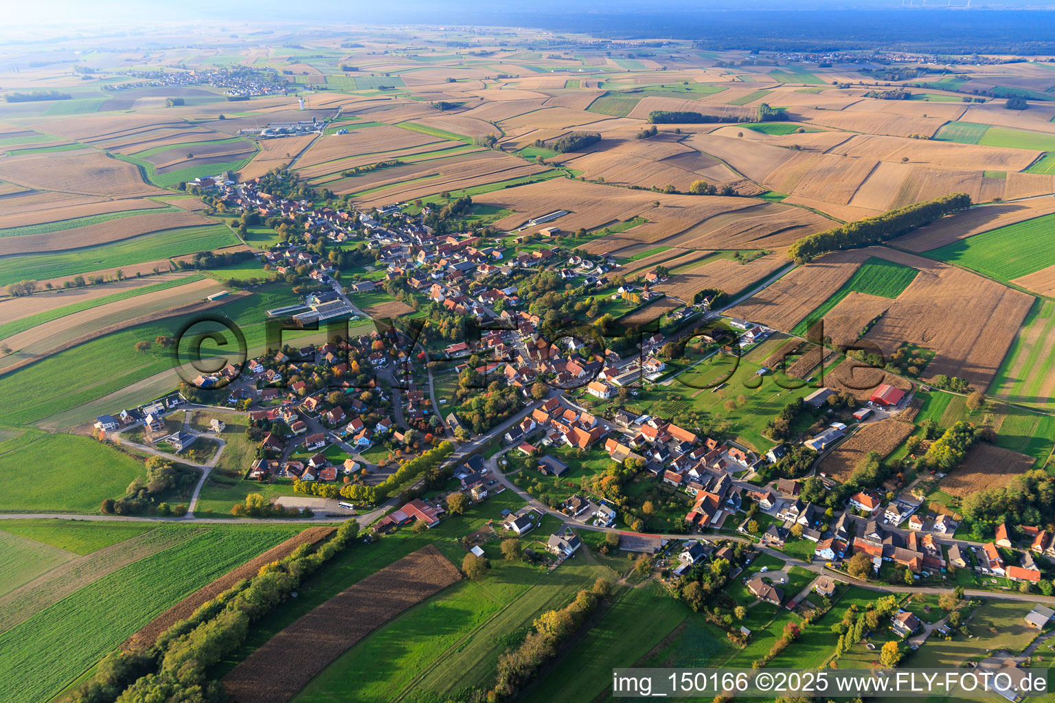 Vue aérienne de Du sud-est à Wintzenbach dans le département Bas Rhin, France