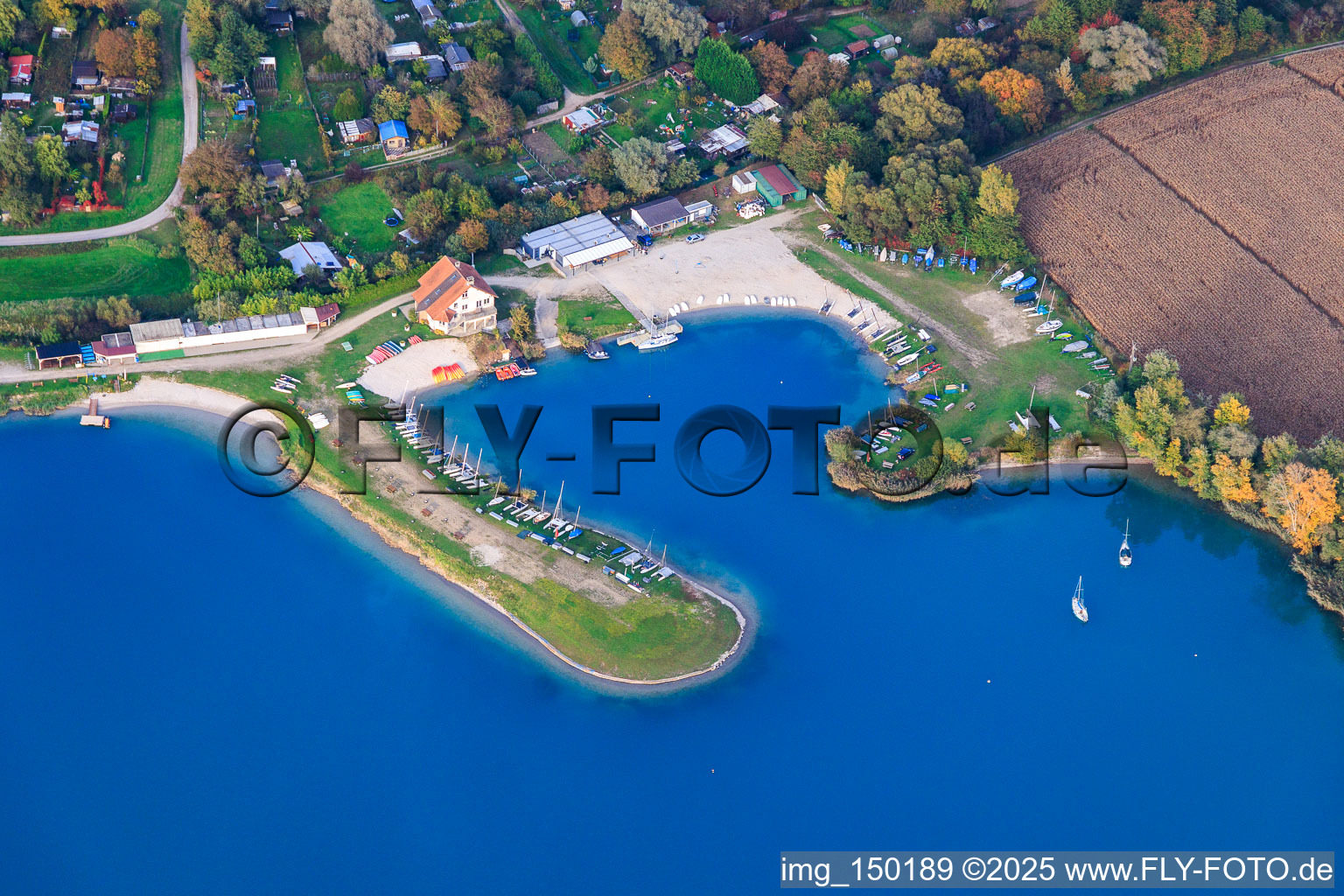 Vue aérienne de Alsasurf67 et Base Nautique de Lauterbourg à Lauterbourg dans le département Bas Rhin, France