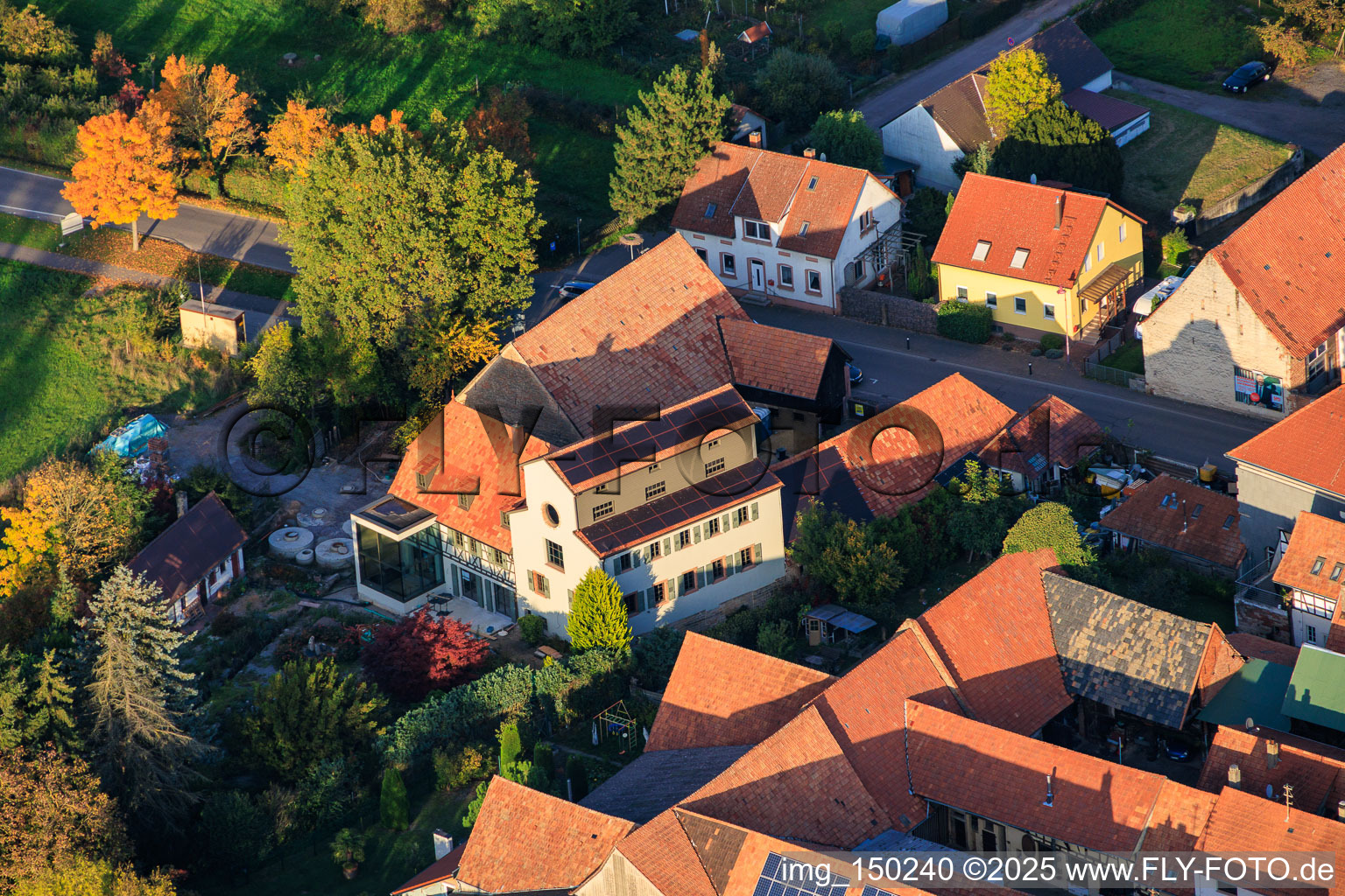 Vue aérienne de Main x Old Klinbach à Steinweiler dans le département Rhénanie-Palatinat, Allemagne