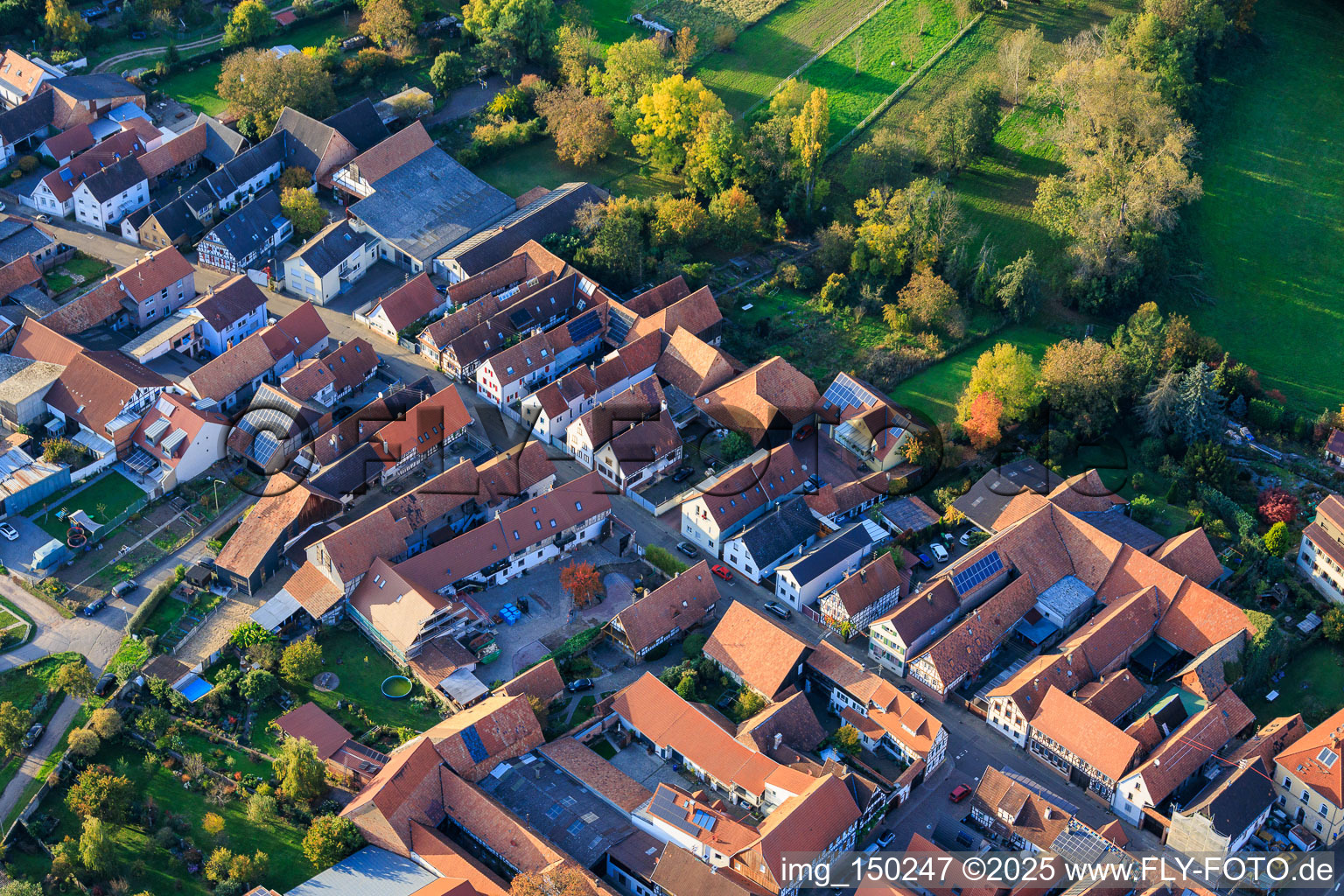 Vue aérienne de Obergasse à Steinweiler dans le département Rhénanie-Palatinat, Allemagne