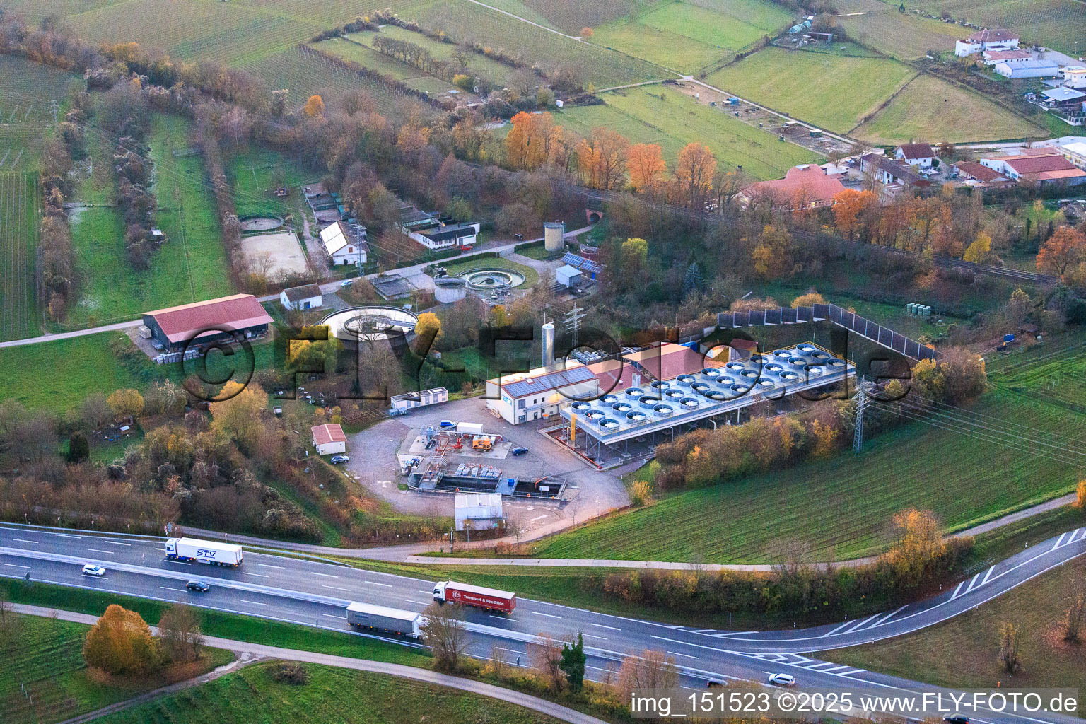 Vue aérienne de Centrale géothermique 1 % pour l'extraction de lithium par Vulcan Energy GmbH à Insheim dans le département Rhénanie-Palatinat, Allemagne