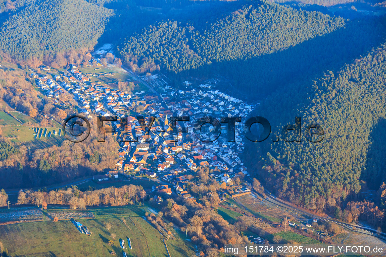 Vue aérienne de De l'ouest à Vorderweidenthal dans le département Rhénanie-Palatinat, Allemagne