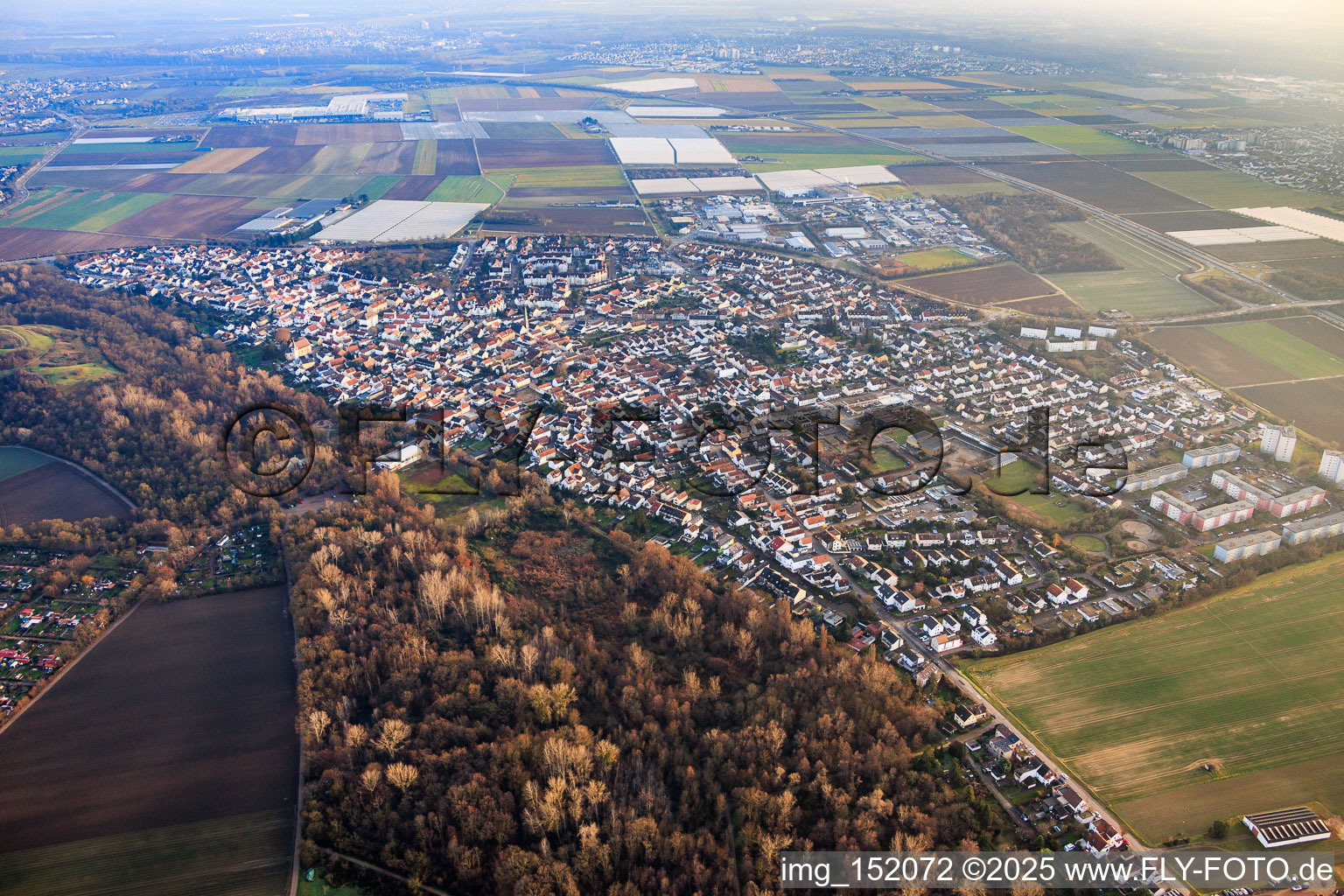 Vue aérienne de Du nord à le quartier Maudach in Ludwigshafen am Rhein dans le département Rhénanie-Palatinat, Allemagne