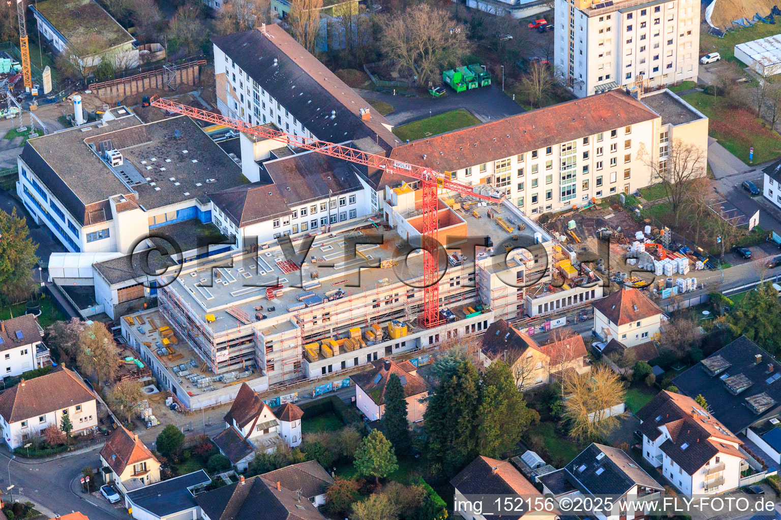 Photographie aérienne de Chantier pour l'agrandissement de l'hôpital Asklepios Südpfalzkliniken à Kandel dans le département Rhénanie-Palatinat, Allemagne