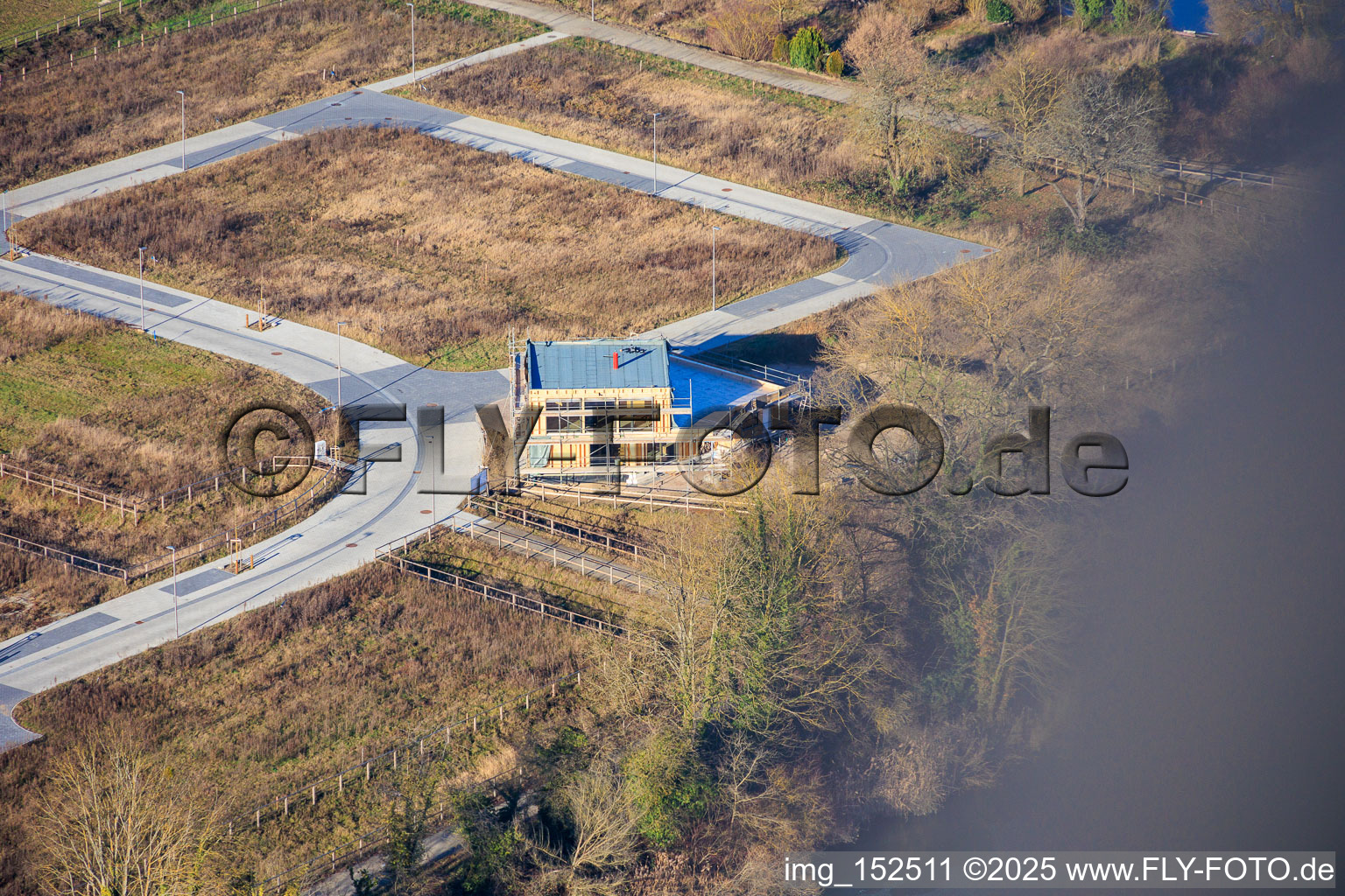 Vue aérienne de Nouvelle zone de développement entre Michelsbach et Fischmal à Leimersheim dans le département Rhénanie-Palatinat, Allemagne