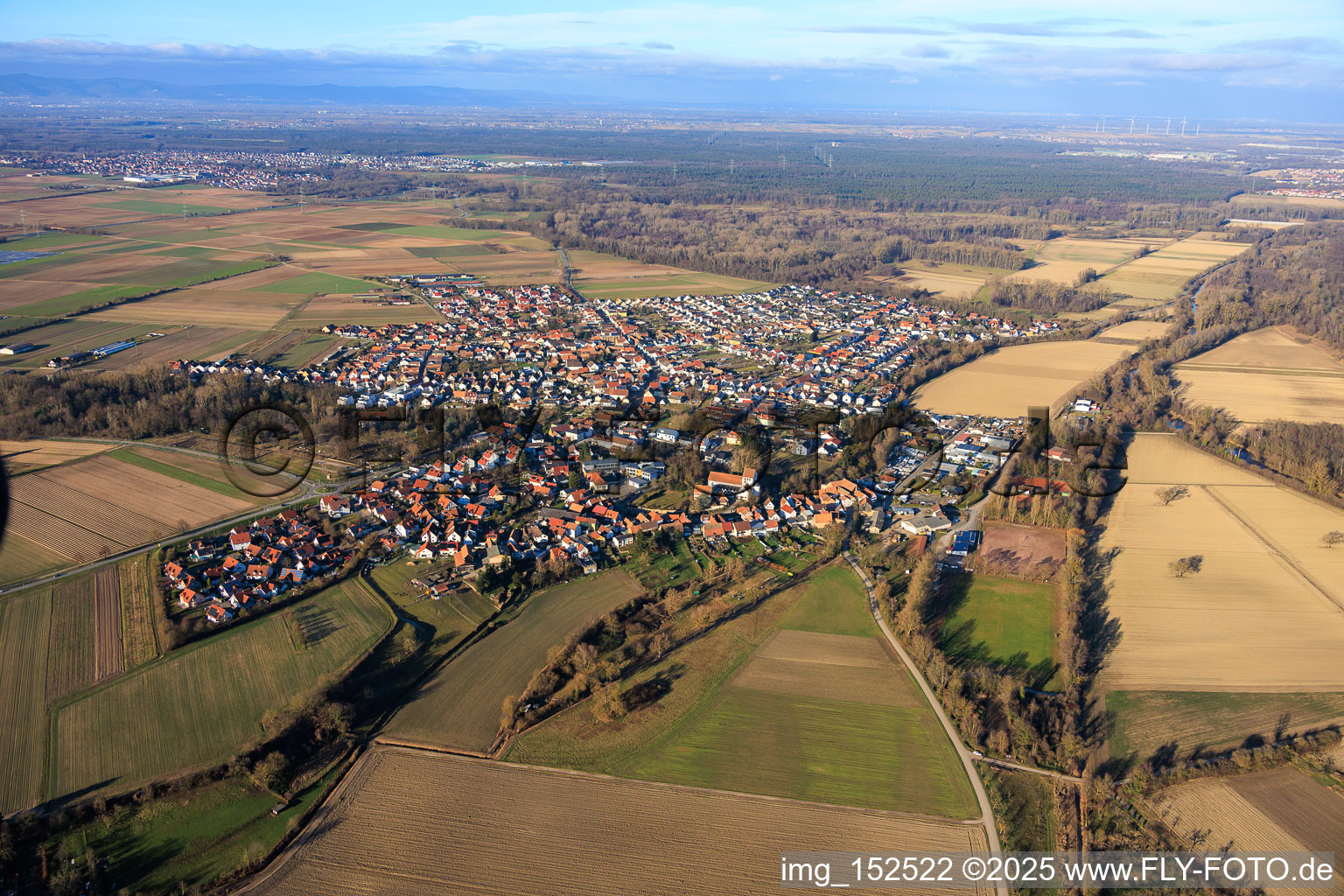 Vue aérienne de Du sud à Wörth am Rhein dans le département Rhénanie-Palatinat, Allemagne