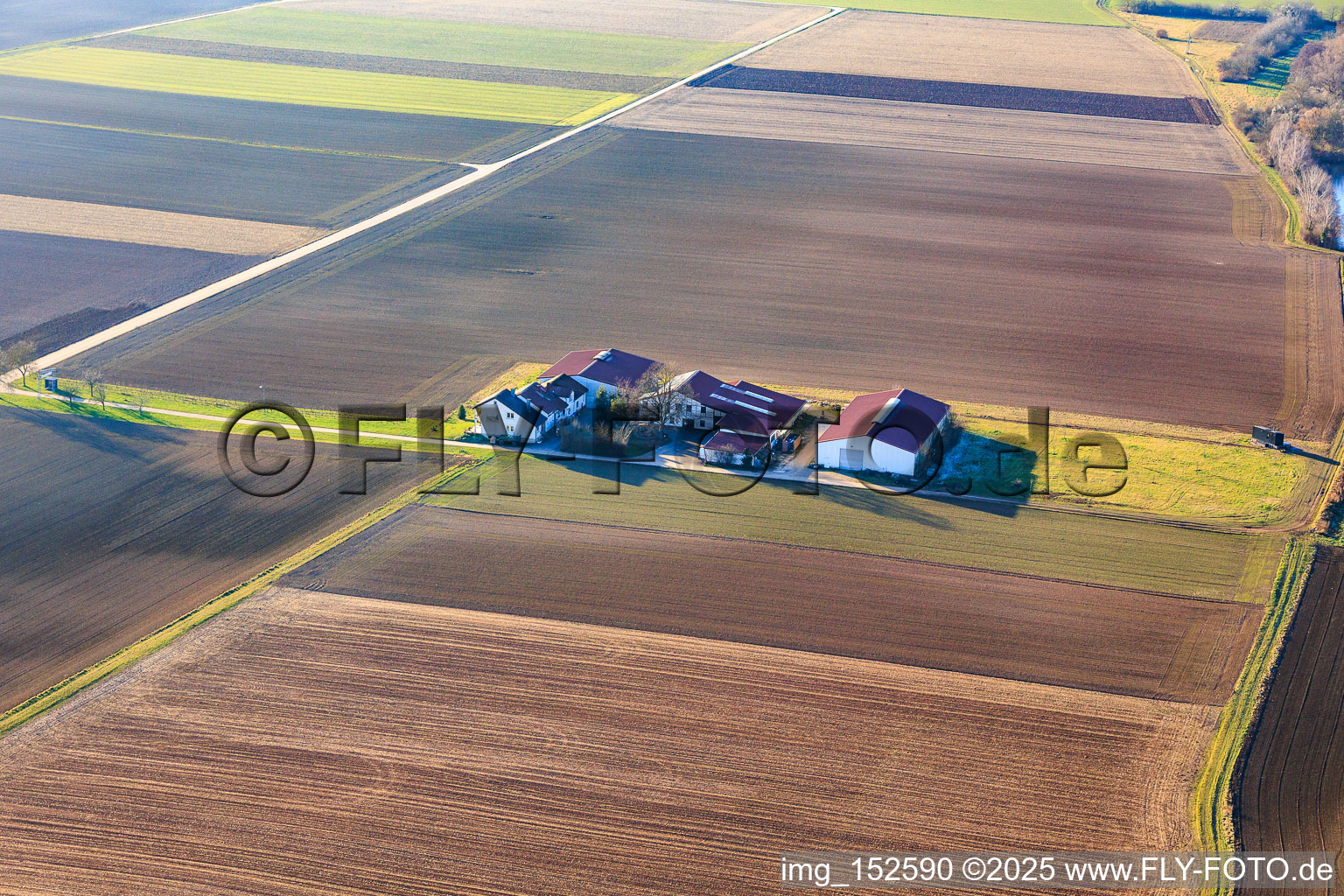 Vue aérienne de Domaine viticole et vin mousseux Rosenhof à Wörth am Rhein dans le département Rhénanie-Palatinat, Allemagne