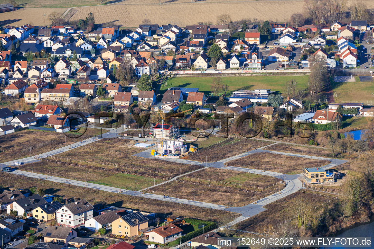 Photographie aérienne de Nouvelle zone de développement entre Michelsbach et Fischmal à Leimersheim dans le département Rhénanie-Palatinat, Allemagne