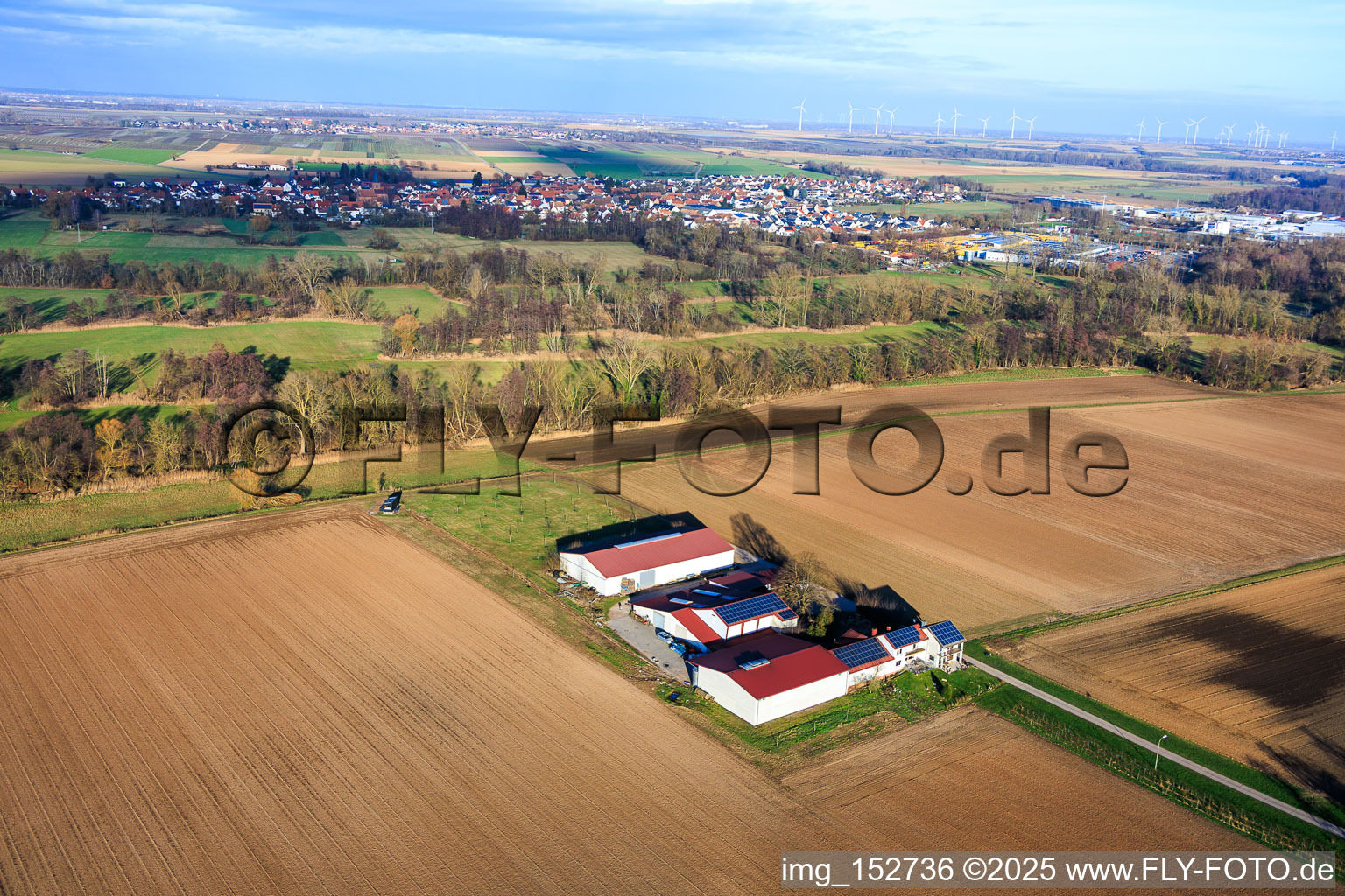 Photographie aérienne de Domaine viticole et vin mousseux Rosenhof à Wörth am Rhein dans le département Rhénanie-Palatinat, Allemagne