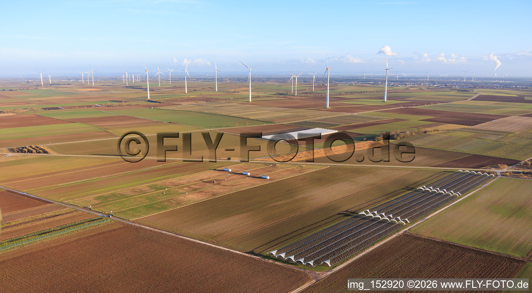 Vue aérienne de Poulailler mobile pour œufs de poules élevées en plein air et distributeurs automatiques d'œufs ouverts 24h/24 à Buschhof à Offenbach an der Queich dans le département Rhénanie-Palatinat, Allemagne