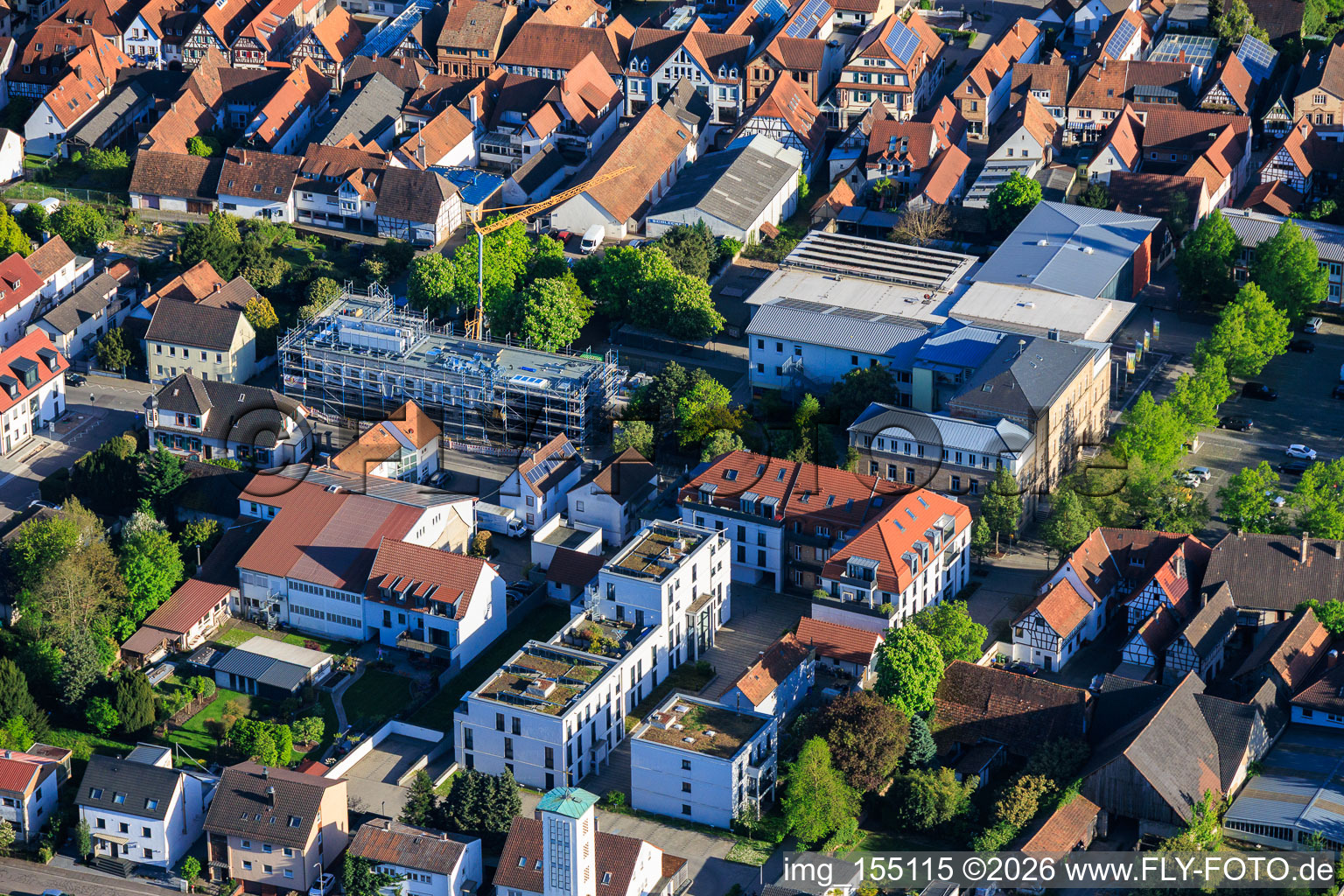 Chantier de construction d'une nouvelle cafétéria à l'école primaire Ludwig-Riedinger à Kandel dans le département Rhénanie-Palatinat, Allemagne