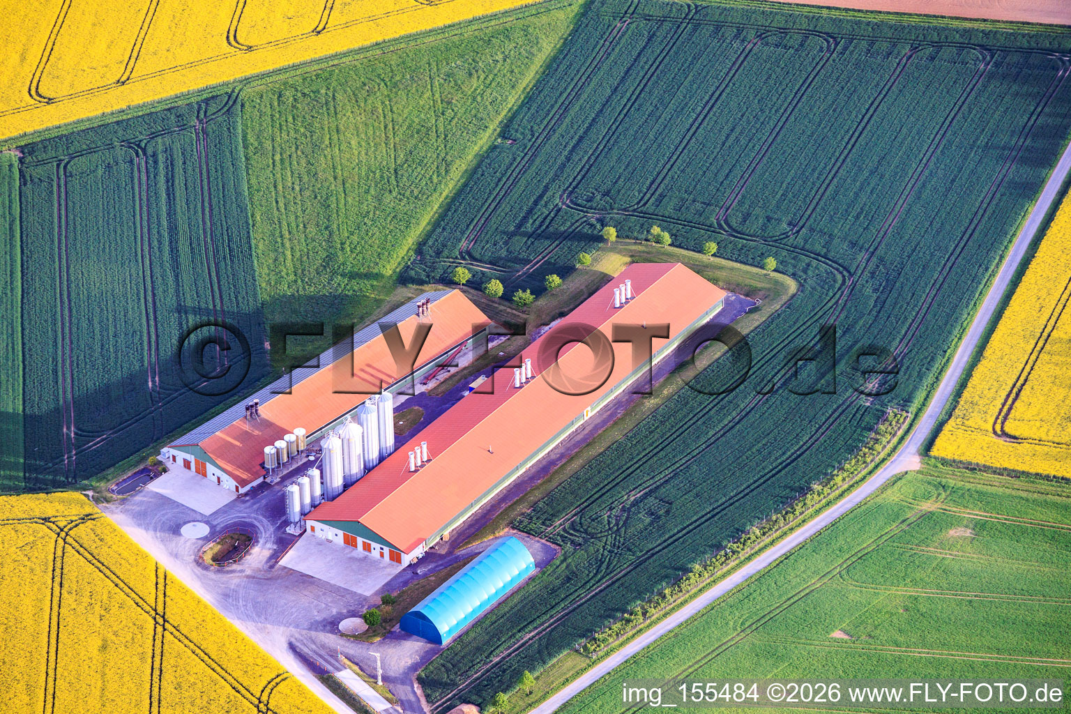Halls d'élevage de la ferme d'engraissement Hagel à le quartier Messenfeld in Ebensfeld dans le département Bavière, Allemagne