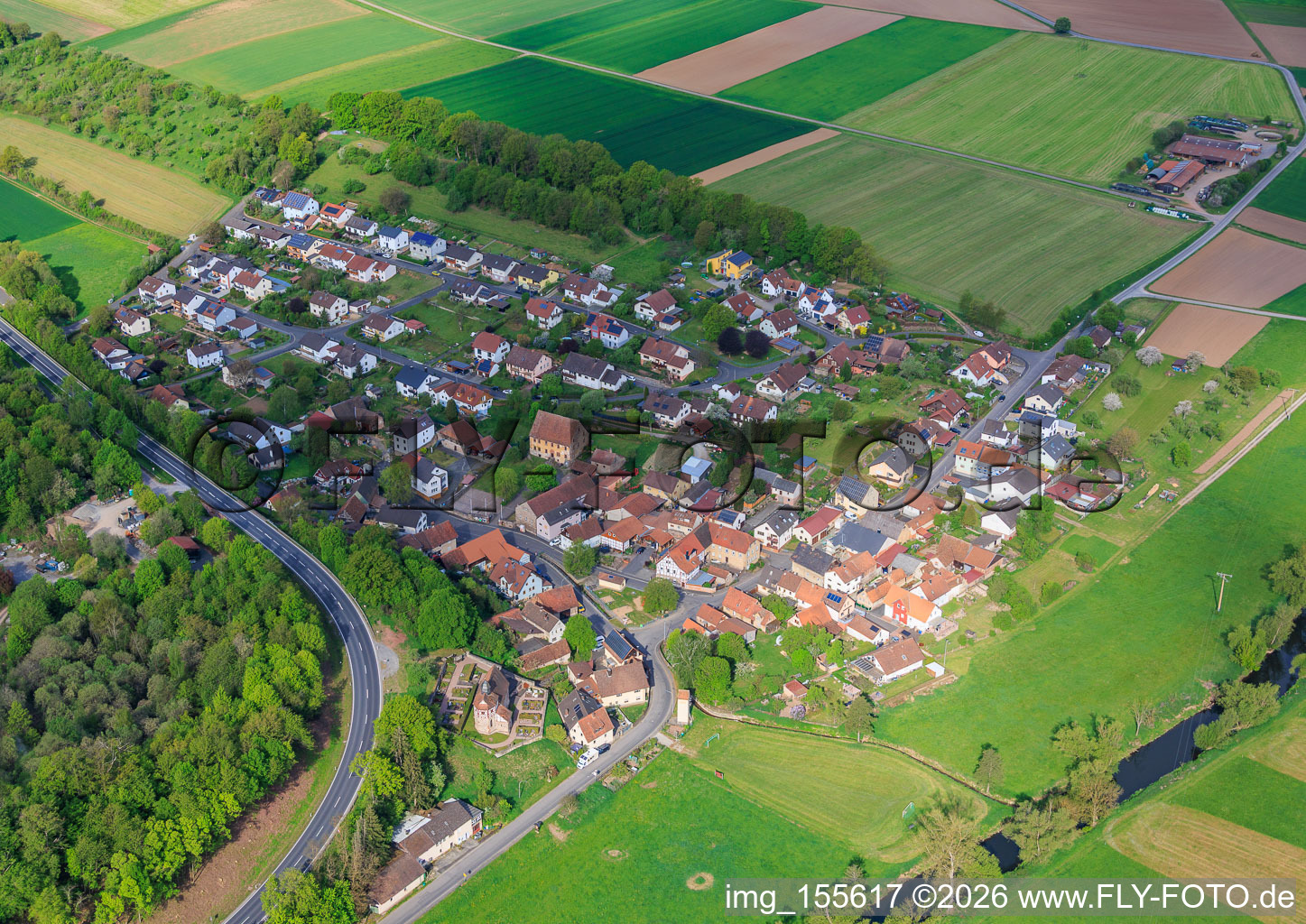 De l'est à le quartier Untereschenbach in Hammelburg dans le département Bavière, Allemagne