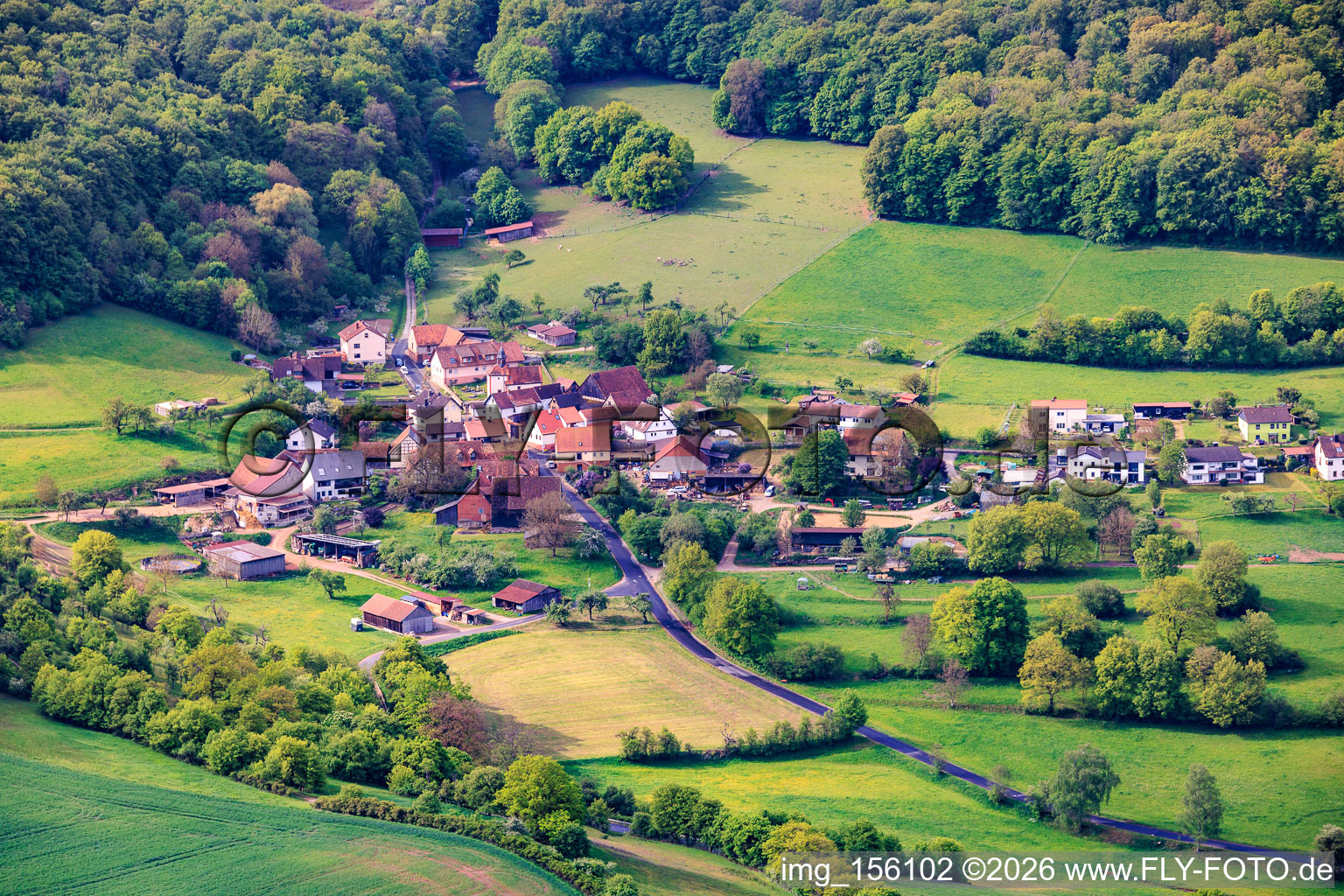 Le district d'Ochsental vu du nord à le quartier Morlesau in Hammelburg dans le département Bavière, Allemagne