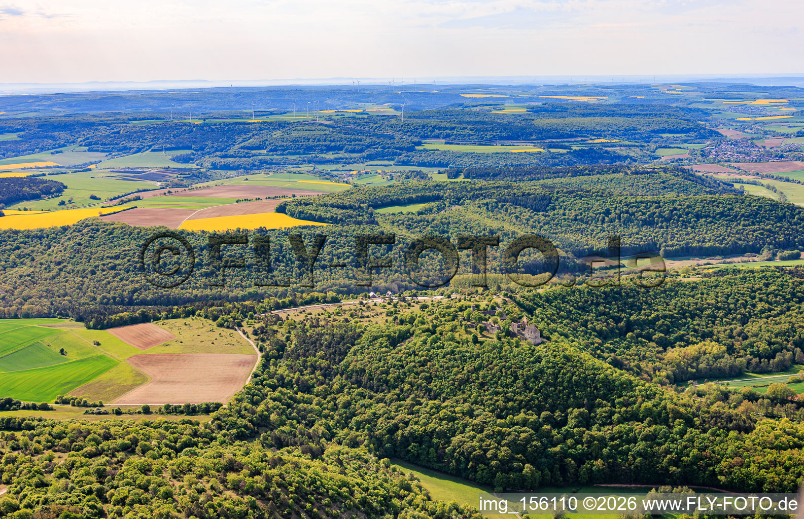 Réserve naturelle « Ruine Homburg » et ruines du château de Homburg près de Gössenheim à Gössenheim dans le département Bavière, Allemagne