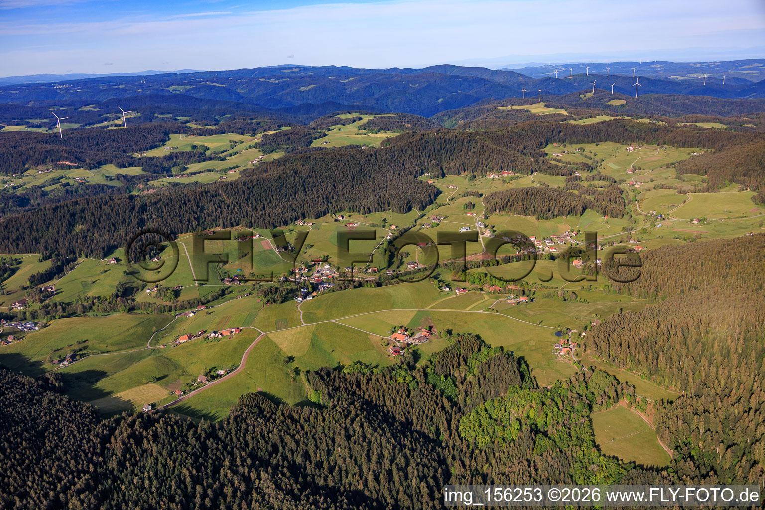 Prairies de la Forêt-Noire autour du Sulzbach, vues du nord-est à le quartier Diesenhof in Lauterbach dans le département Bade-Wurtemberg, Allemagne