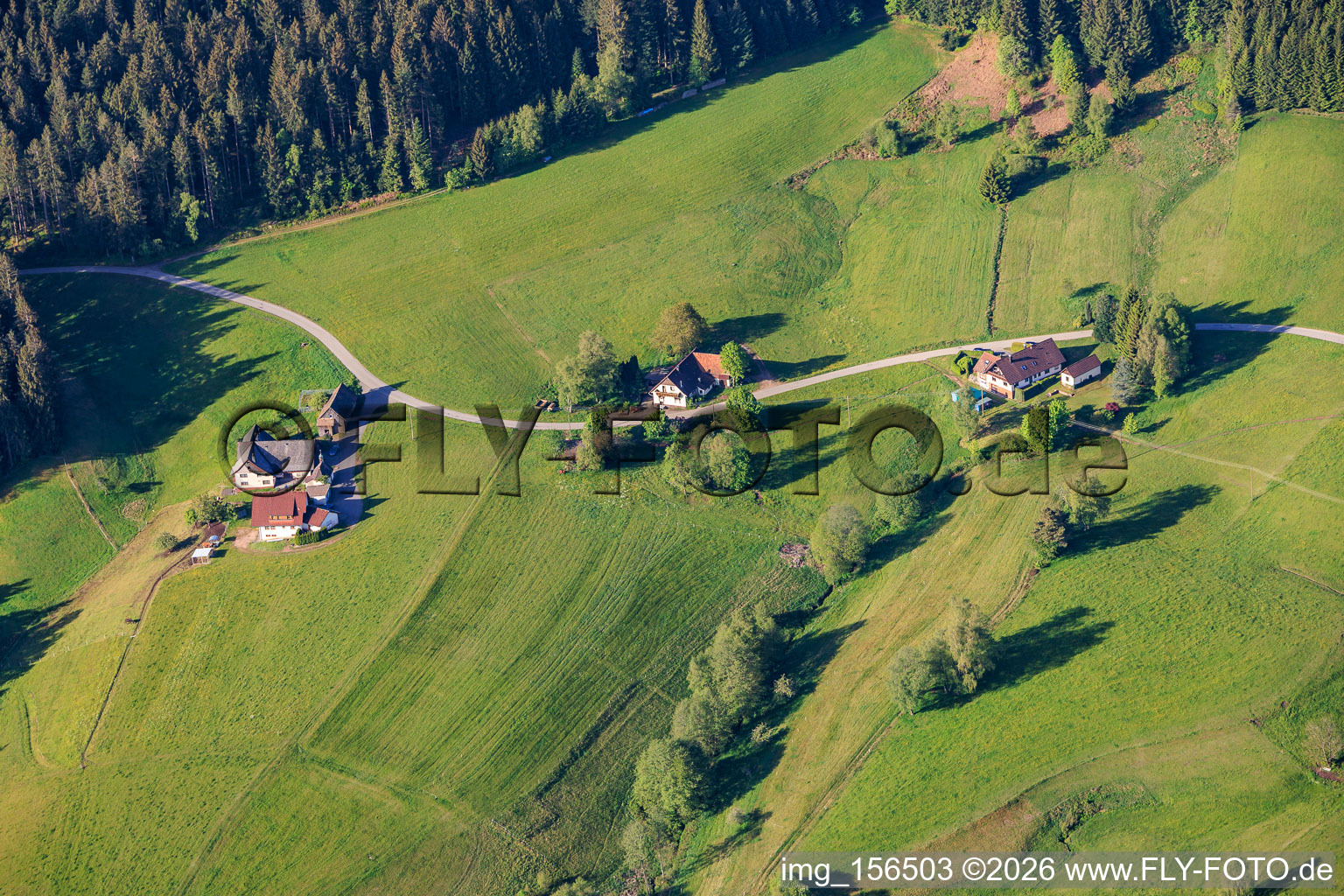 Trois fermes de la Forêt-Noire et la chapelle de Mooswald à le quartier Diesenhof in Lauterbach dans le département Bade-Wurtemberg, Allemagne