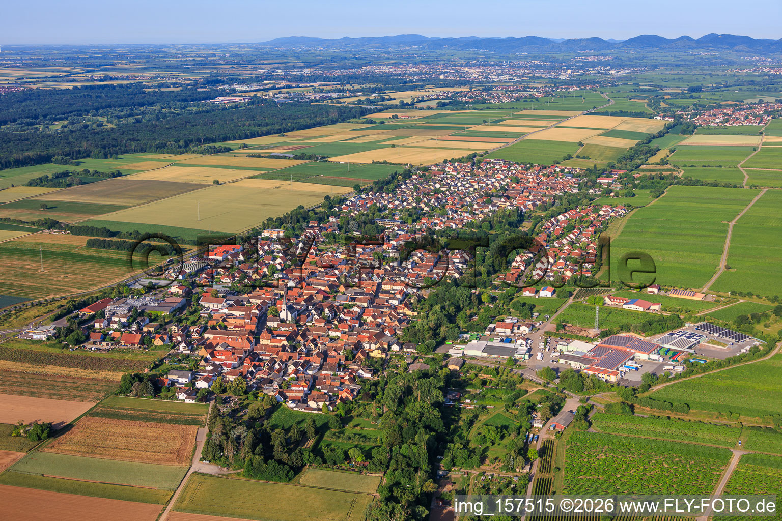 Du nord-est à le quartier Niederhochstadt in Hochstadt dans le département Rhénanie-Palatinat, Allemagne