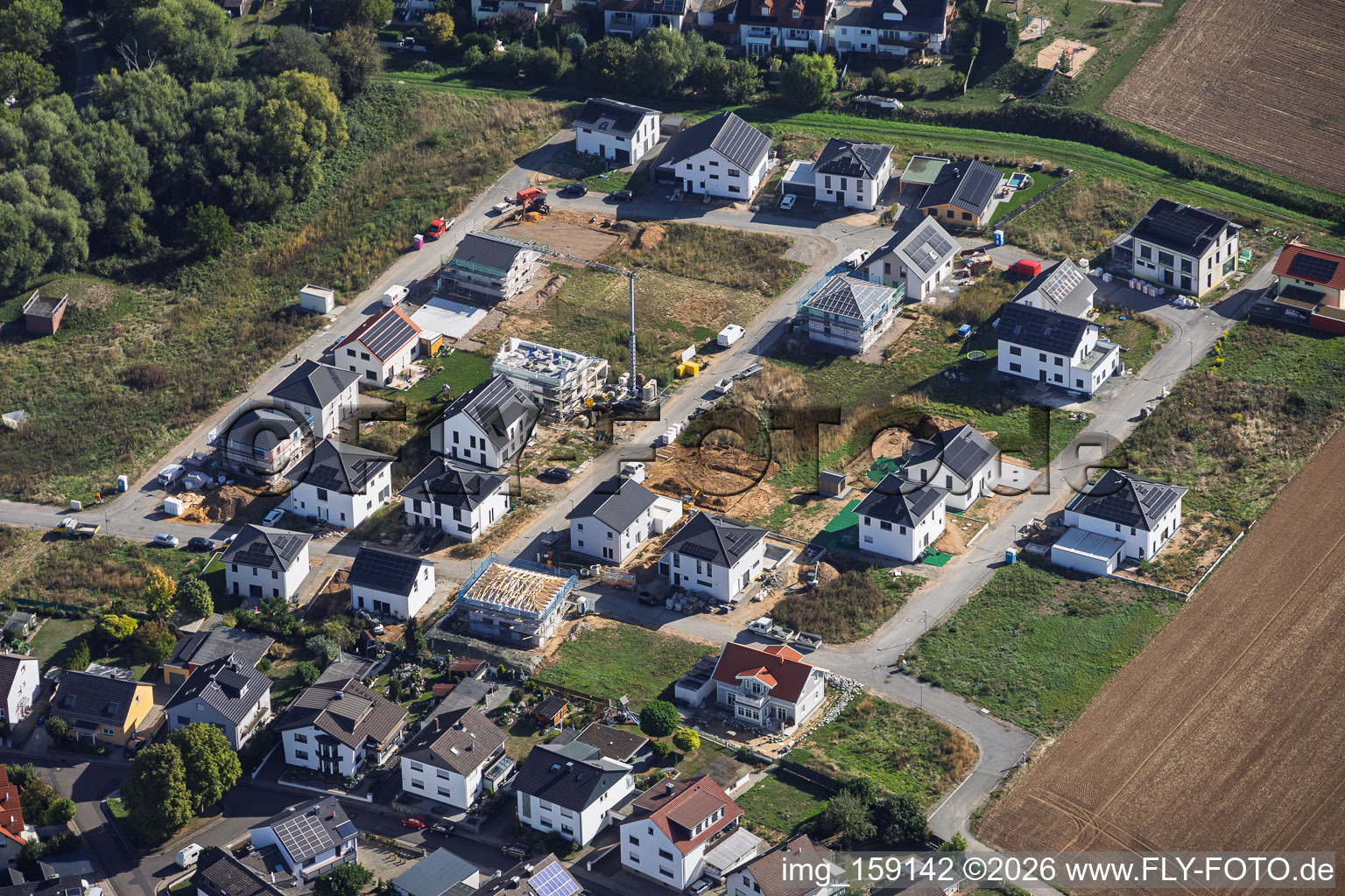 Nouveaux quartiers Mischbornweg et Hans-Dörr Straße à le quartier Mosbach in Schaafheim dans le département Hesse, Allemagne