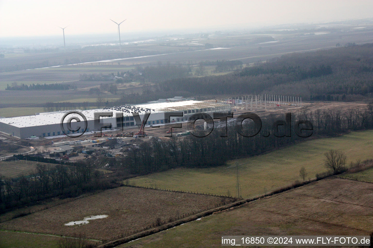 Vue d'oiseau de Zone commerciale Am Horst à le quartier Minderslachen in Kandel dans le département Rhénanie-Palatinat, Allemagne