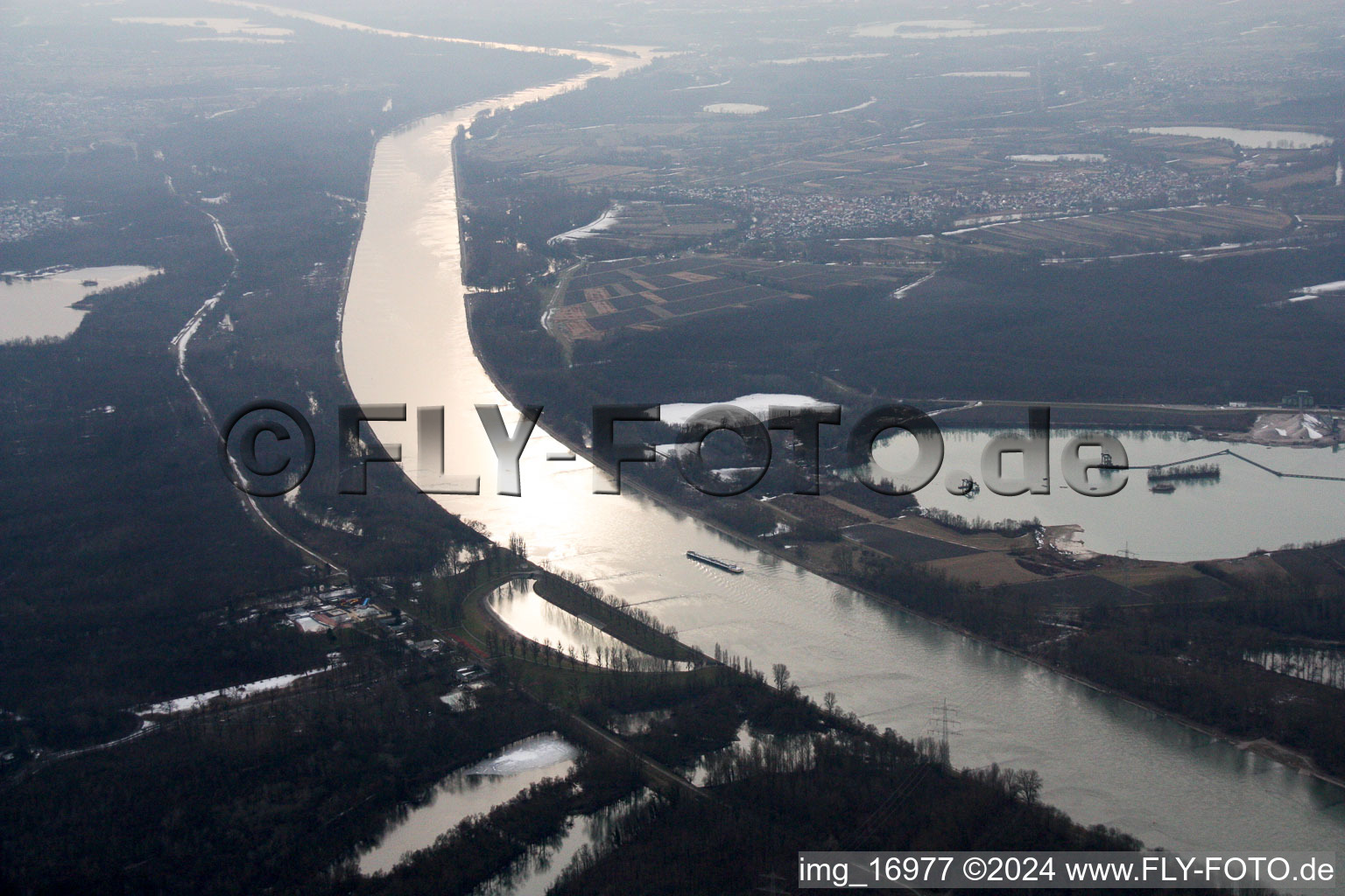 Vue aérienne de Rappenworth, Rhin à le quartier Daxlanden in Karlsruhe dans le département Bade-Wurtemberg, Allemagne