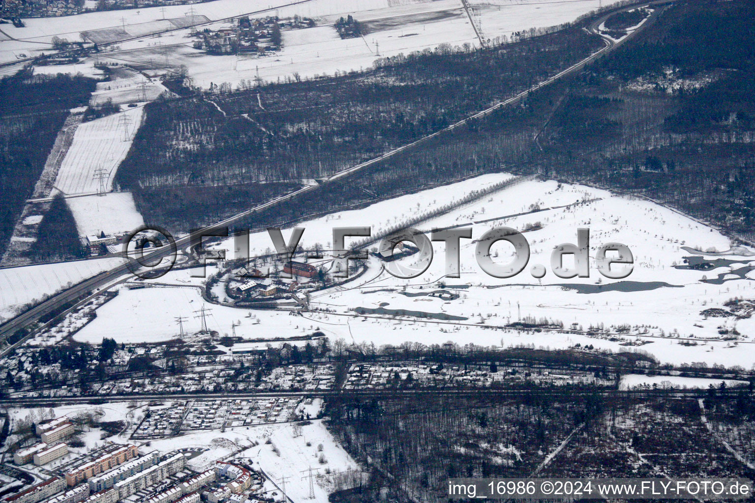 Vue aérienne de Domaine Scheibenhardt, terrain de golf à le quartier Beiertheim-Bulach in Karlsruhe dans le département Bade-Wurtemberg, Allemagne