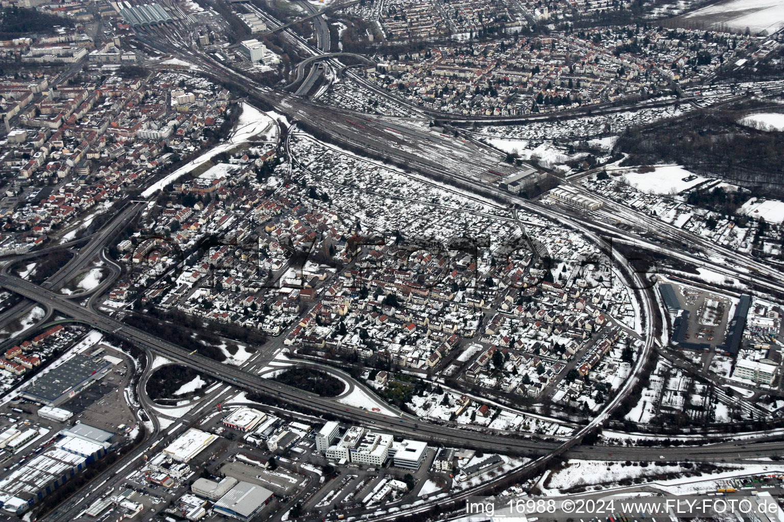 Vue oblique de Quartier Beiertheim-Bulach in Karlsruhe dans le département Bade-Wurtemberg, Allemagne